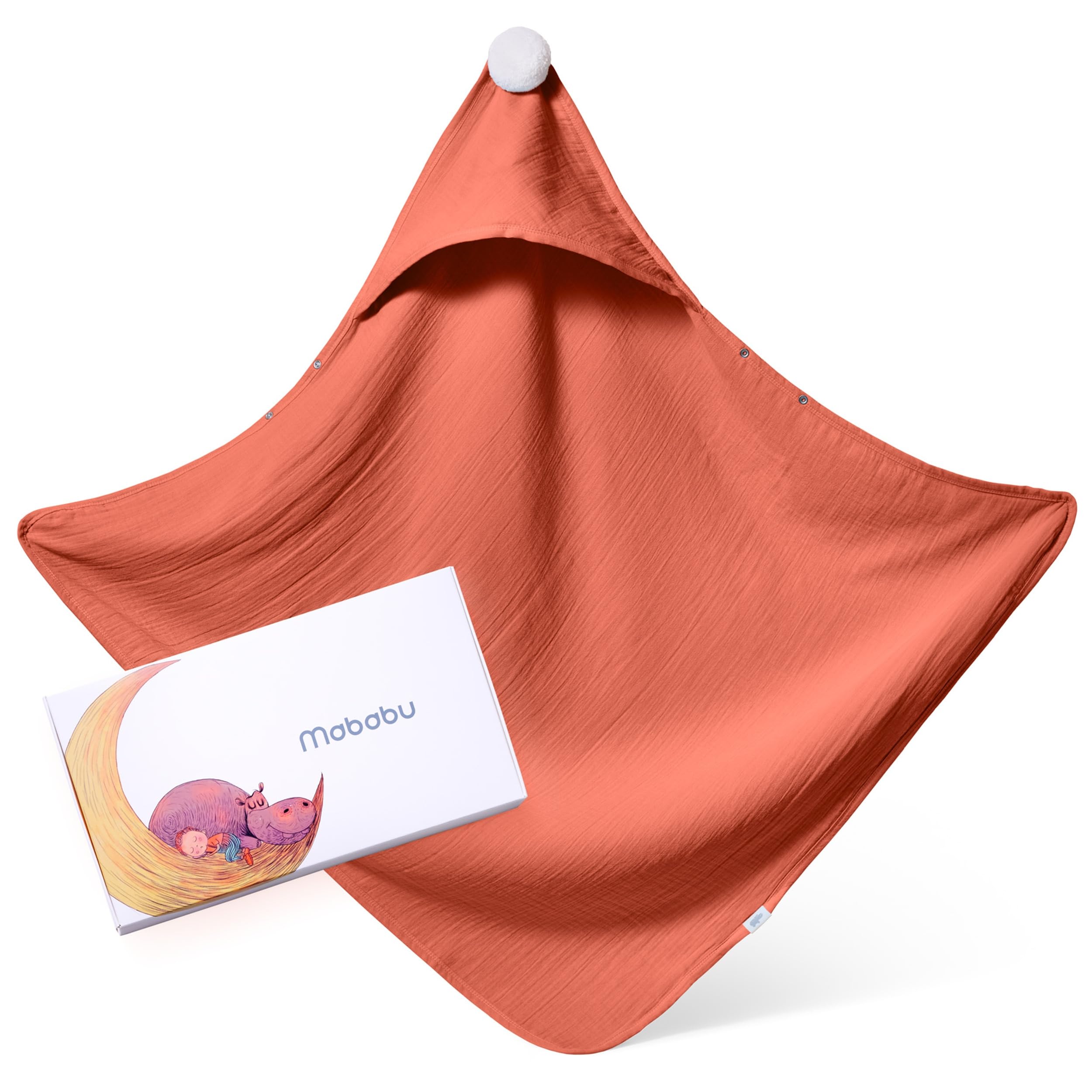 accappatoio neonato 0-3 mesi a 3 anni I 75x75cm I EXTRA morbido e assorbente I Mussola di cotone bio 4 strati GOTS I asciugamano neonato bagnetto I Lavabile 40°C I Asciugamano con cappuccio