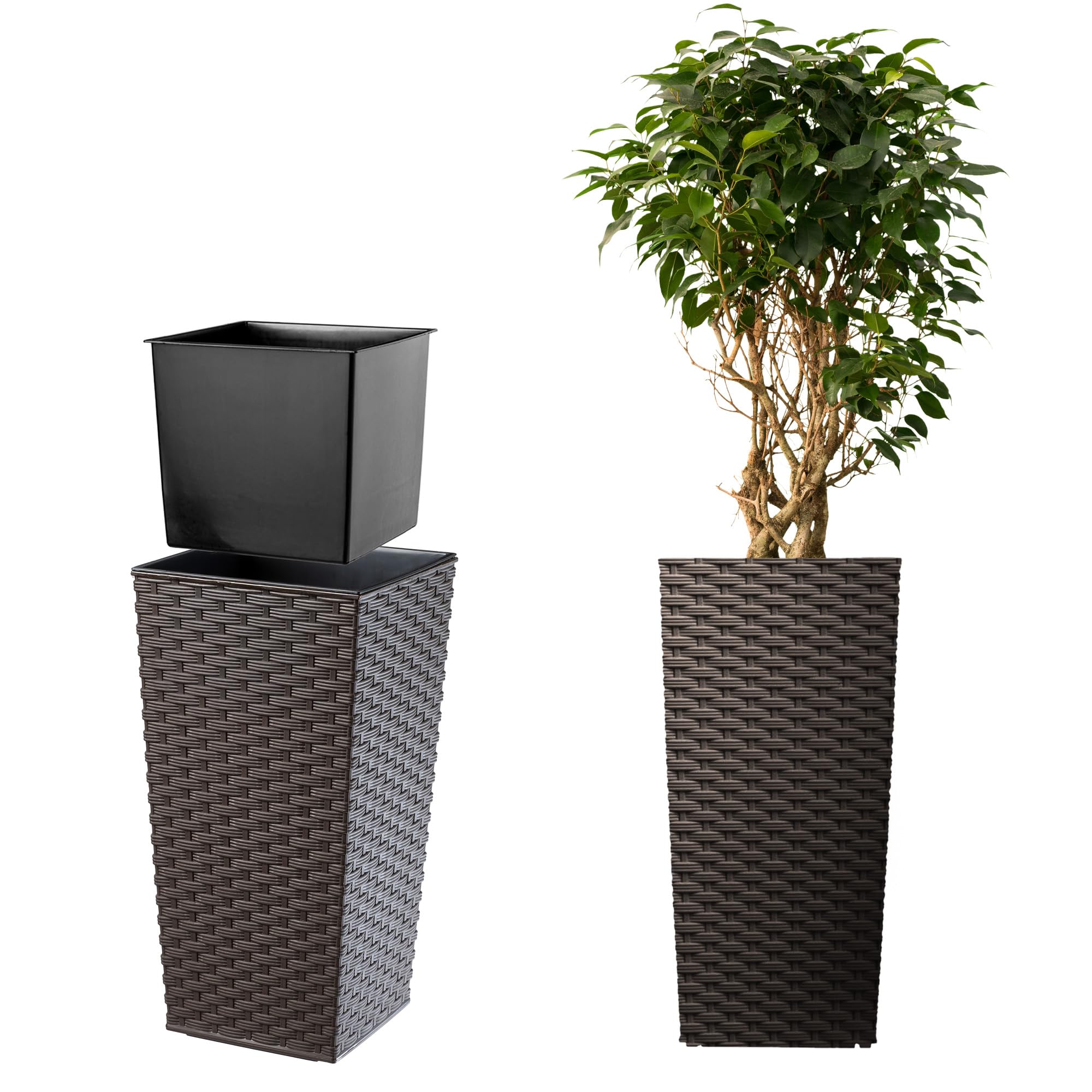 KADAX Macetero Alto de Diseño Moderno para Plantas de Interior y Exterior, Maceta Grande de Plástico, Jardinera Alta (Crema, Texturizado, 68 cm) — view 4