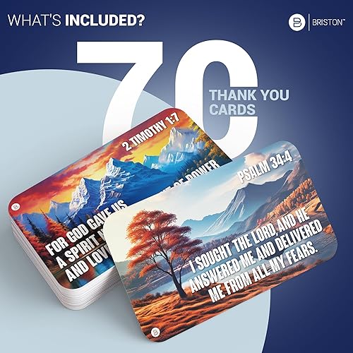 Miniatura 6 de 70 tarjetas de felicitación con versículos bíblicos – Citas inspiradoras de las escrituras cristianas religiosas – 7 tarjetas de agradecimiento y