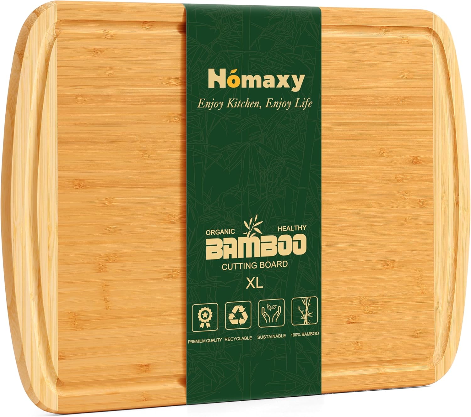 Homaxy Extra Large Bamboo Cutting Boards for Kitchen, 18×12.5″ Wood XL Cutting Board with Juice Groove, Butcher Block Wooden Chopping Board for Kitchen, Meat, Fruit & Vegetables – Pre Oiled, Two-Tone
