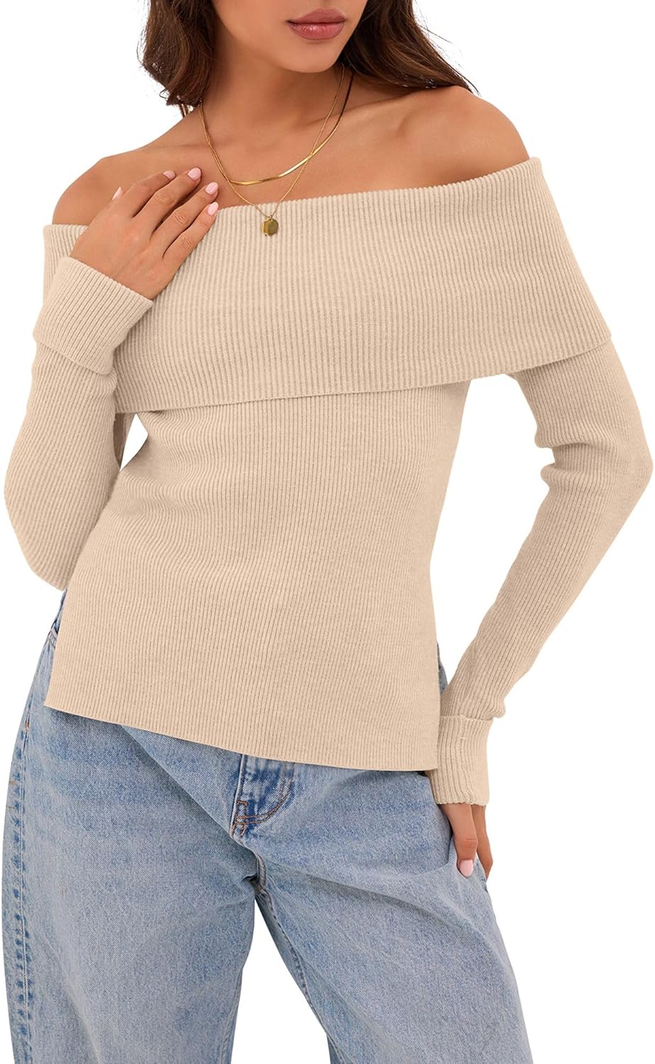 ZAFUL Women's Halloween Knit Sweater Crew Neck Pumpkin Print Pullover Long Sleeve Casual Loose Jumper Crop Tops Large 0097-apricot