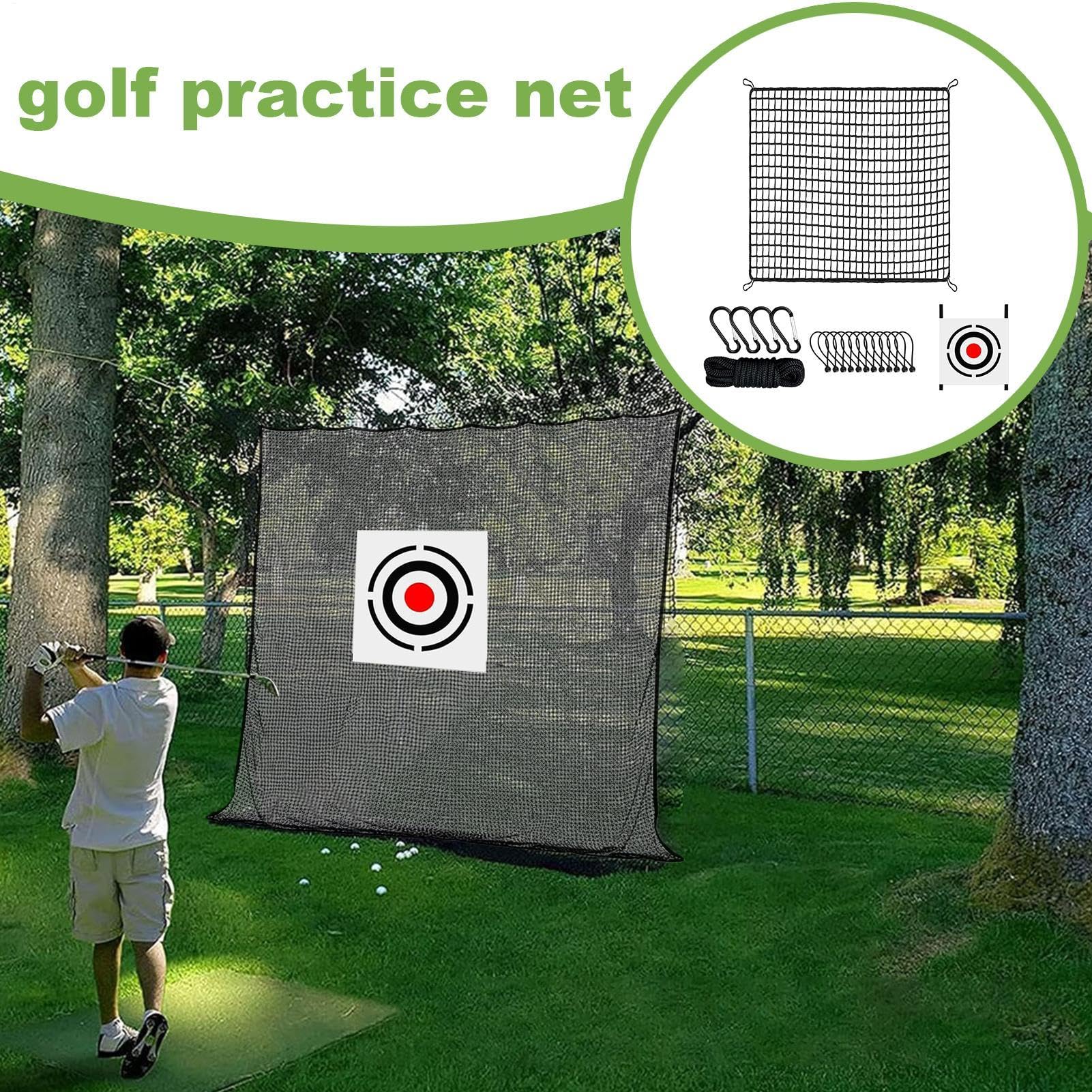 Practice Net, Multi-Sport Practice Net, Heavy Duty Ball Swing Training Simulator, Sports Practice Barrier Net, Sports Barrier Nets with Target Cloth for Backyard, Outdoor, Indoor, Garden
