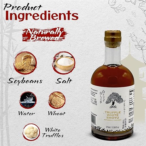 Miniatura 3 de HAKU Shoyu blanco de trufa elaborado naturalmente a partir de 2 años, 12.68 onzas (12.7 fl oz)  Salsa gourmet tradicional y adobo para sushi, carne,
