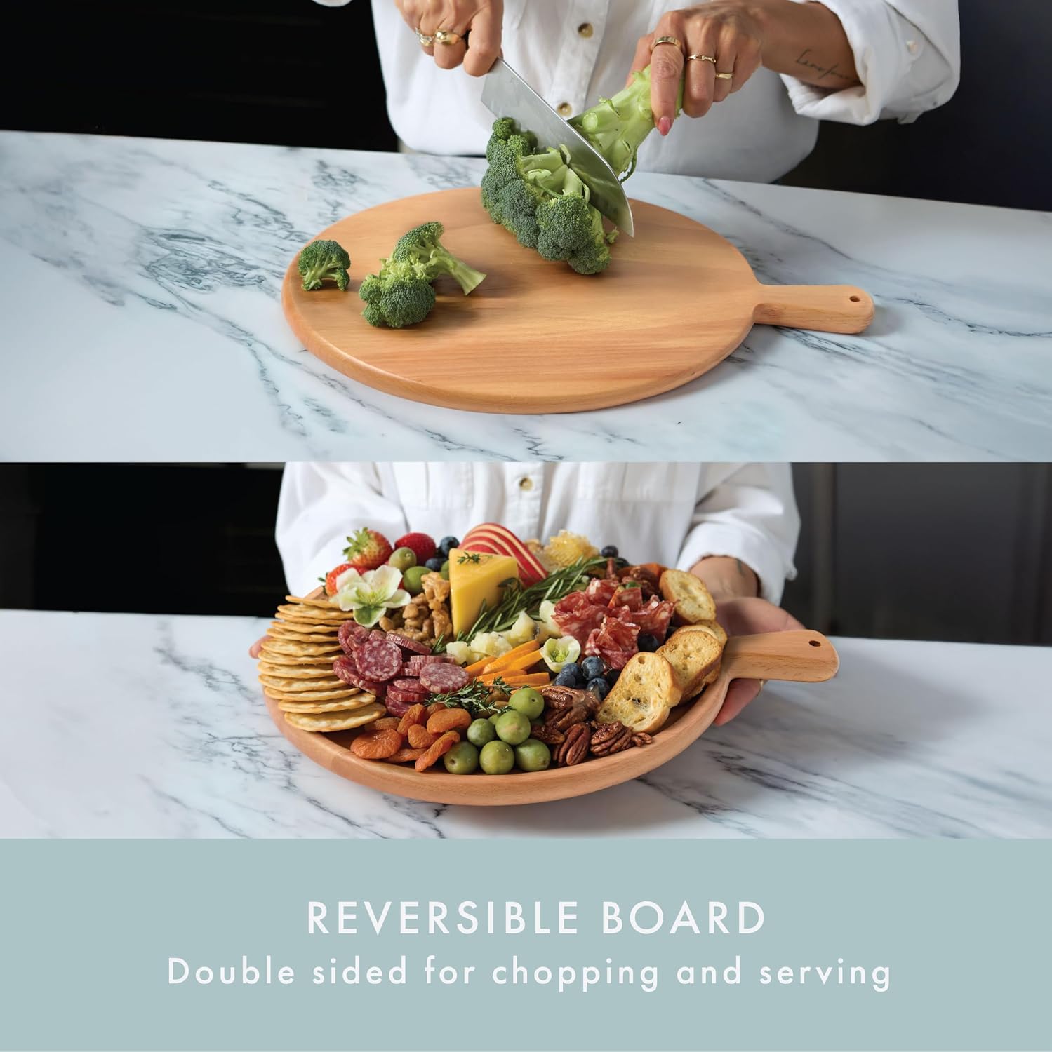 Charcuterie Board Set - Round Beech Wood Cheese Board for Serving with Accessories - House Warming Gifts for New Home, Bridal Shower & Wedding Gift, Birthday Gifts for Women image 5