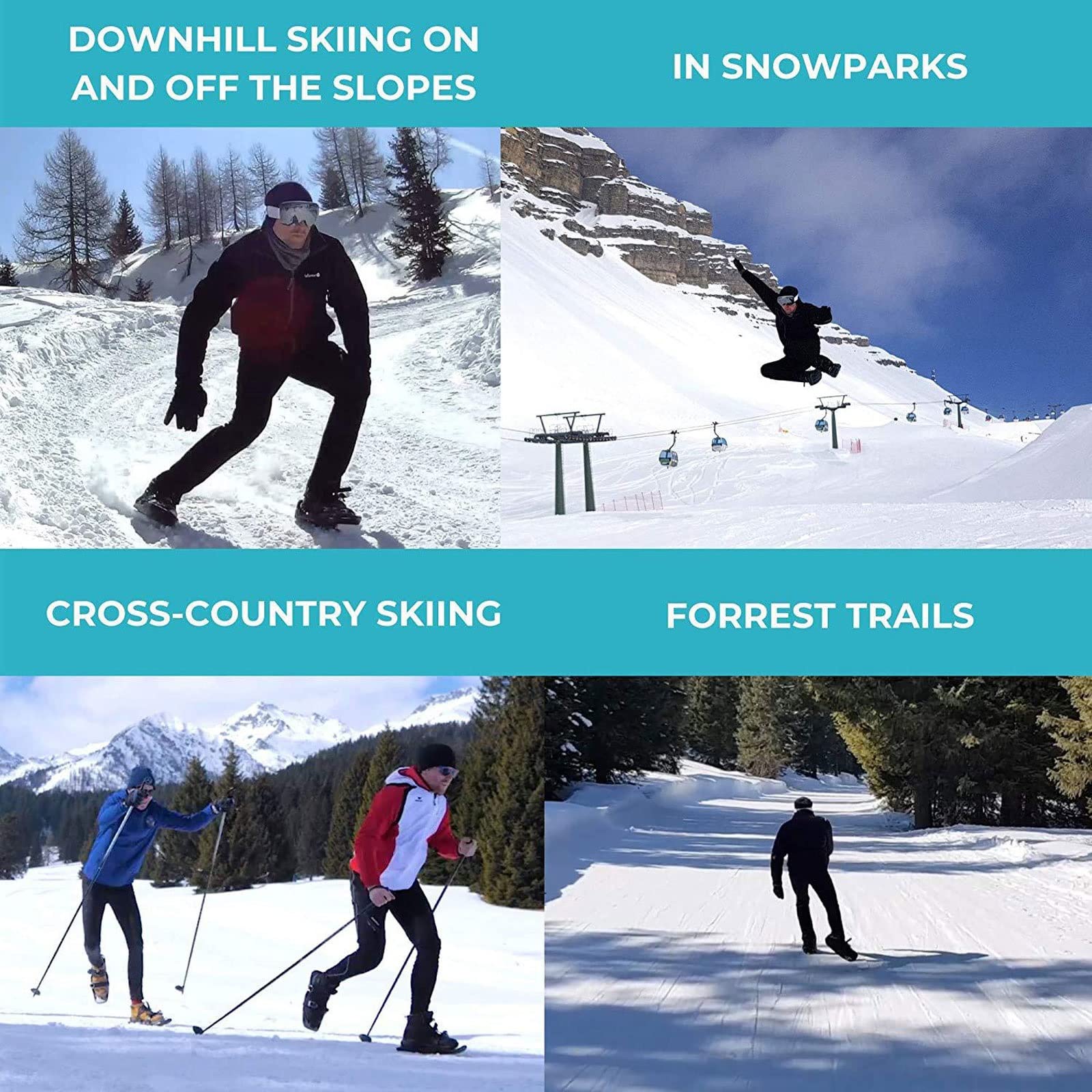 Mini Skis Courts Avec Fixations Réglables – En Nylon Et Métal, Pour Adultes, Glisse Sur Neige Ou Glace, Portable