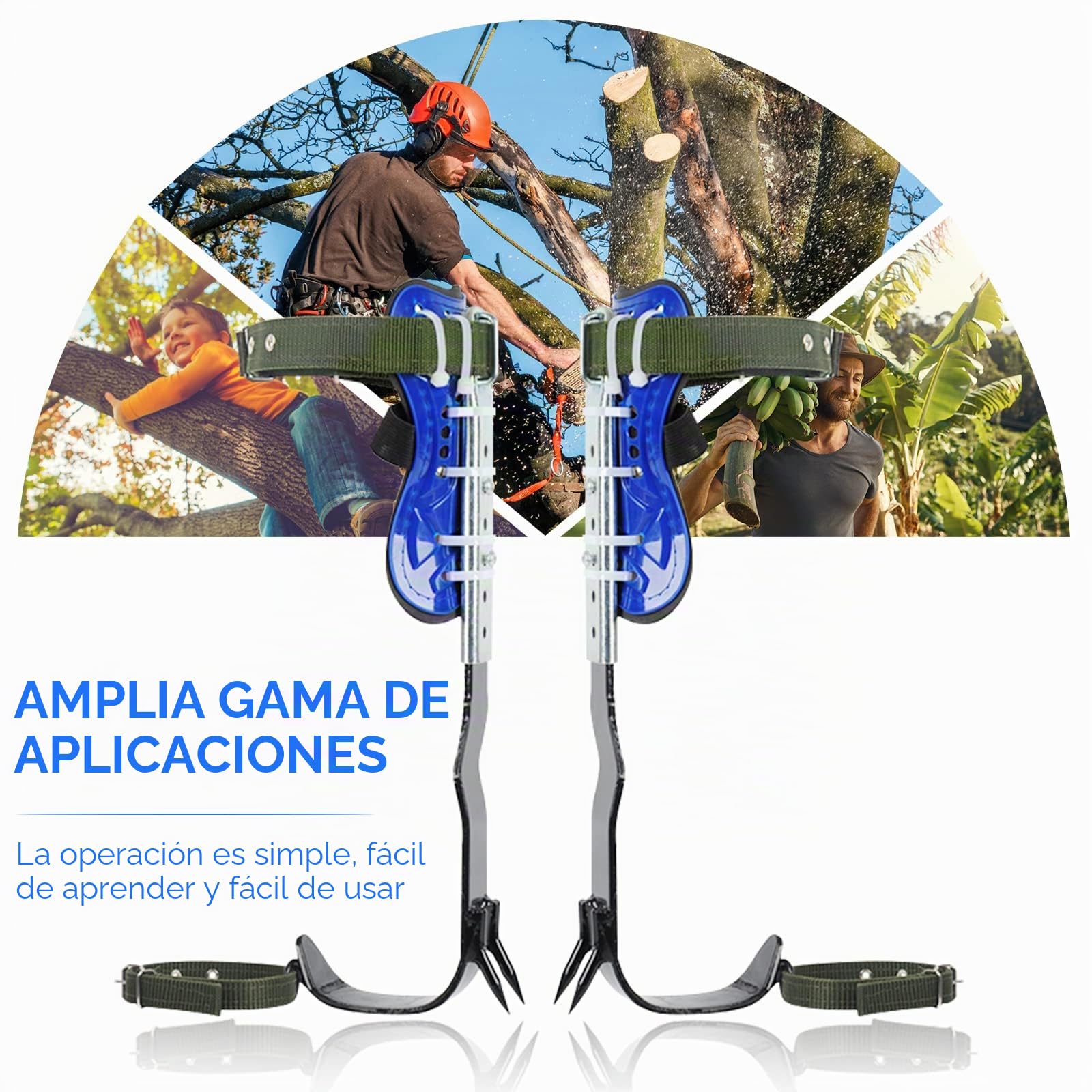Juego de puntas de escalada de árbol upgrade conjunto de tacos de escalada de árbol ajustables, correas completas con cordón ajustable,herramientas de escalada,para exterior