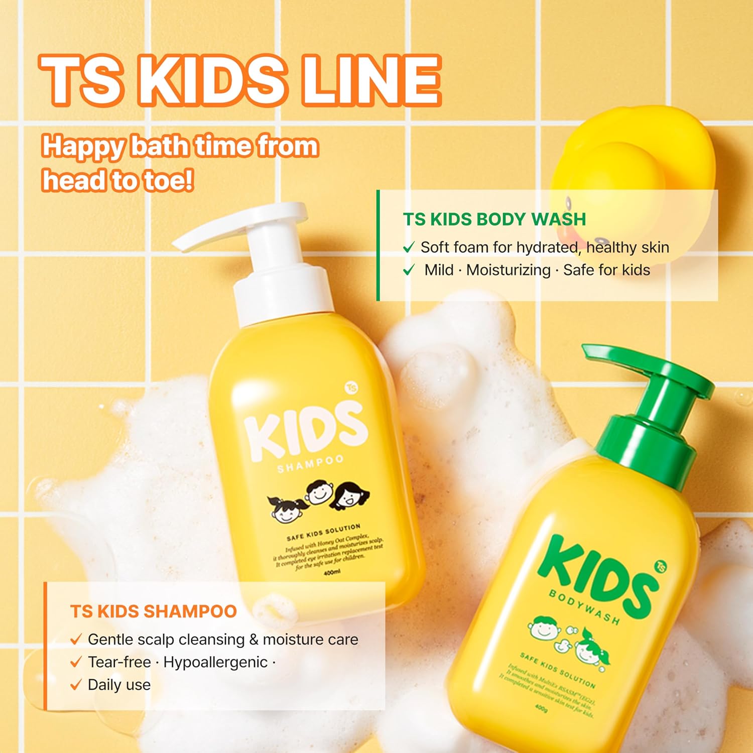 TS Kids Shampoo – Tear-Free, Sulfate-, Paraben-, Silicone- & Allergen-Free | 14.1 fl oz / 400ml | Gentle Korean Kids Hair Care