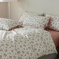 Vista 60 de EAVD Juego de ropa de cama de 3 piezas con funda de edredón floral azul, tamaño Full, algodón suave blanco y azul, juego de ropa de cama coqueto