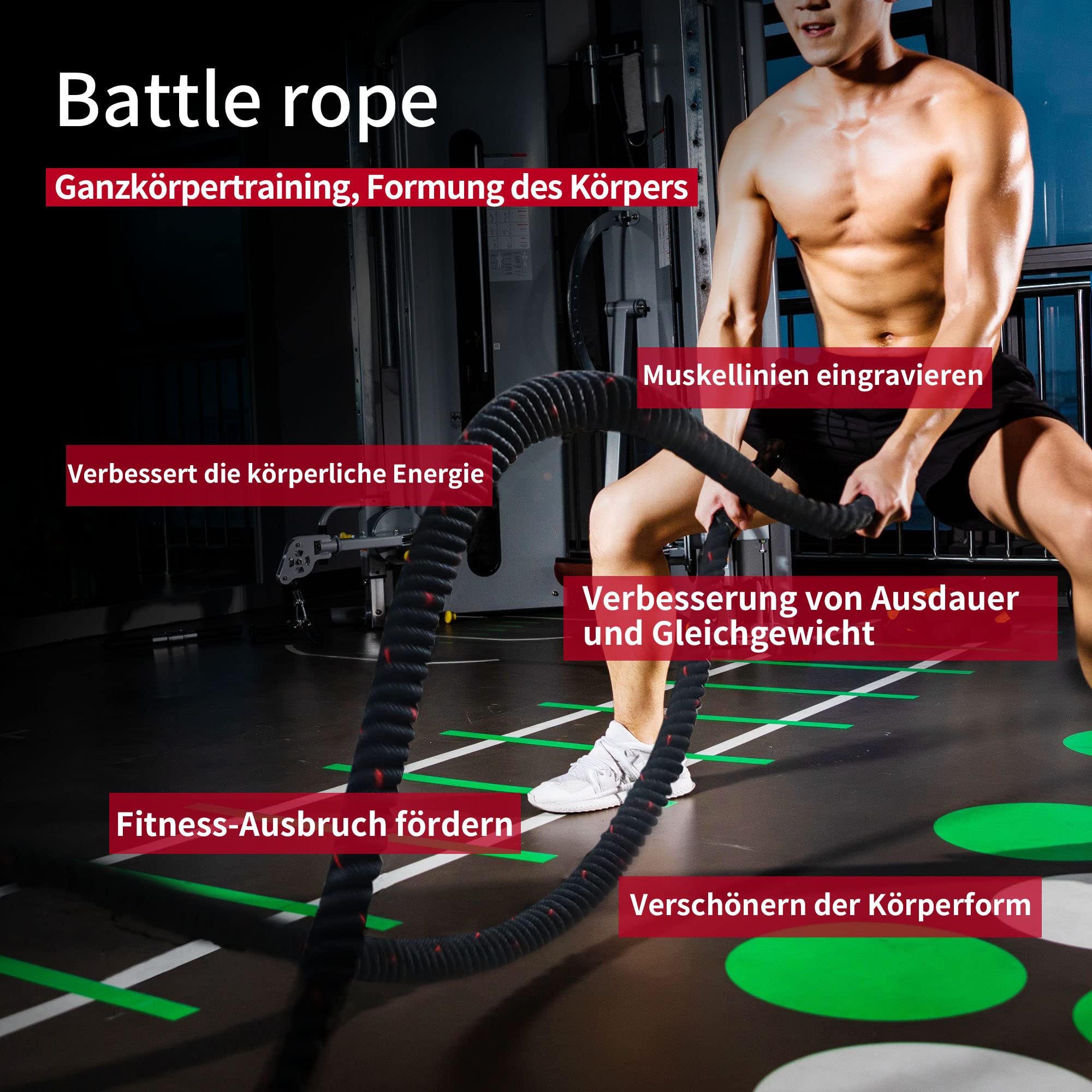PROIRON 9M /12M Kampfseile, Kampfseil für Fitnesstraining, Fitnessstudio, schwere Übungsseile 38 mm, Wellungsseil für Krafttraining