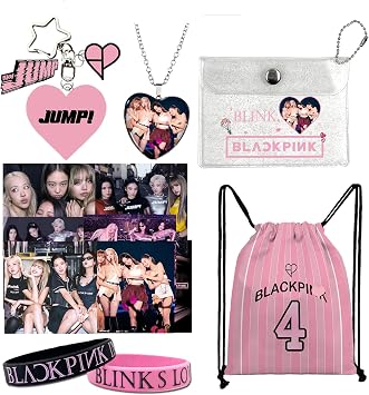BP Fan Merchandise Gift Set Merch Kpop Merchandise Gift Set for Blink Jump Love Keychain Backpack Silicone Bracelets Sticker Purse Love Pendant