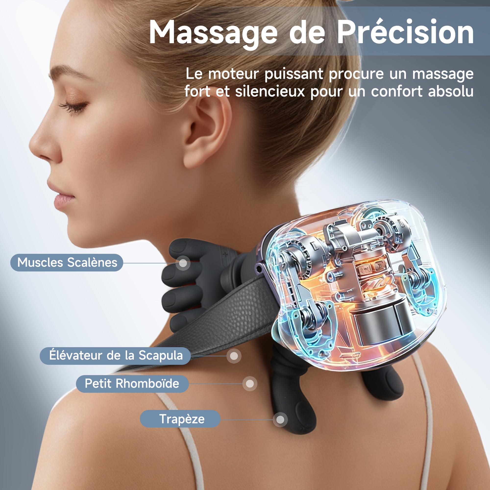 Masseur Cervical à Main Bionique - 4D Massage Cervicales et Cou avec 3 Niveaux D’Intensité et 2 Niveaux de Chaleur - Électrique Chauffants Appareil de Massage Dos Cadeau Femme Homme (Noir)