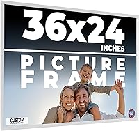 Vista 1 de Marco de fotos de madera real blanca de 36 x 24 pulgadas de ancho de 0.75 pulgadas Profundidad del marco interior de 0.5 pulgadas Marco de fotos