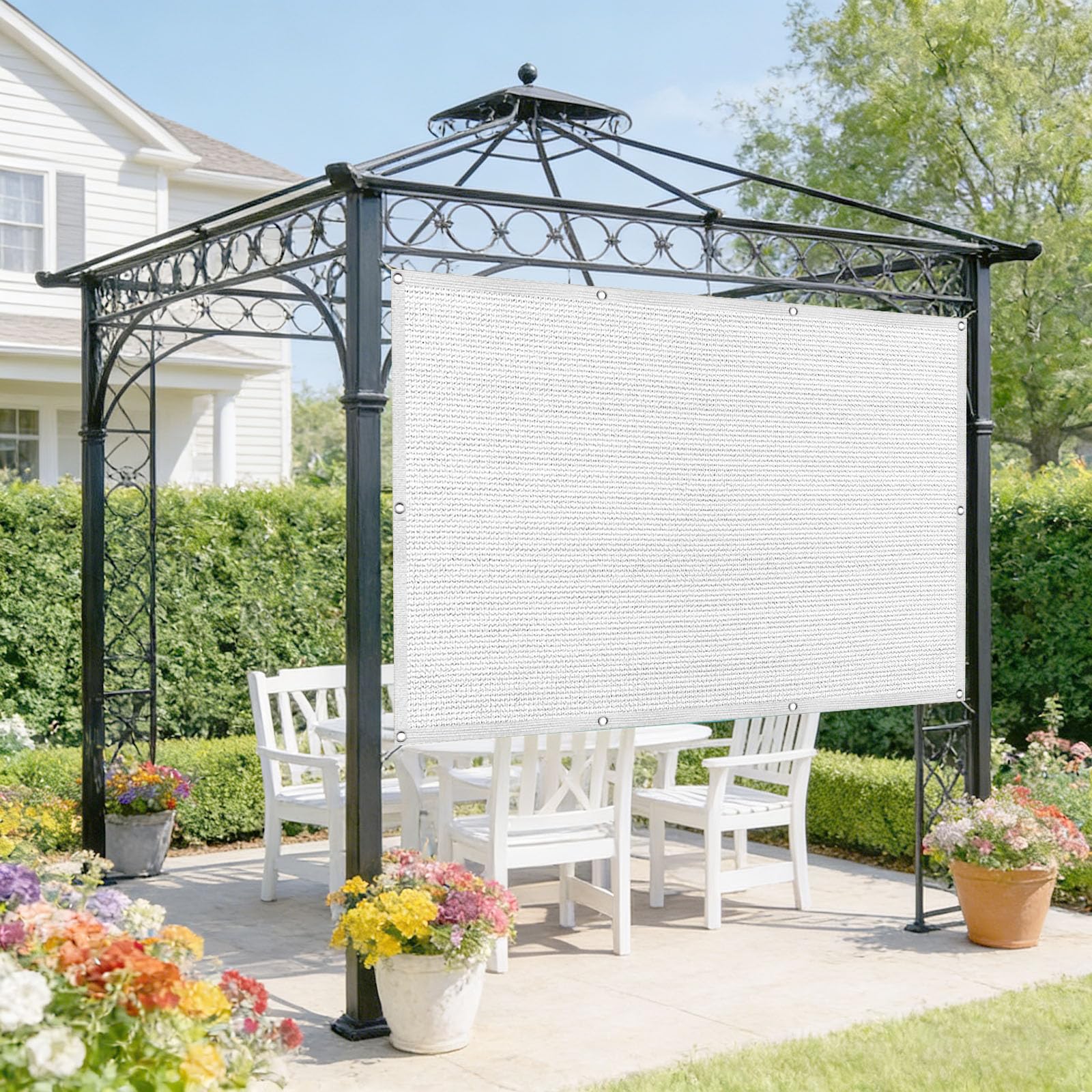 Brise vue 150x200 cm blanc et protection UV pour balcon