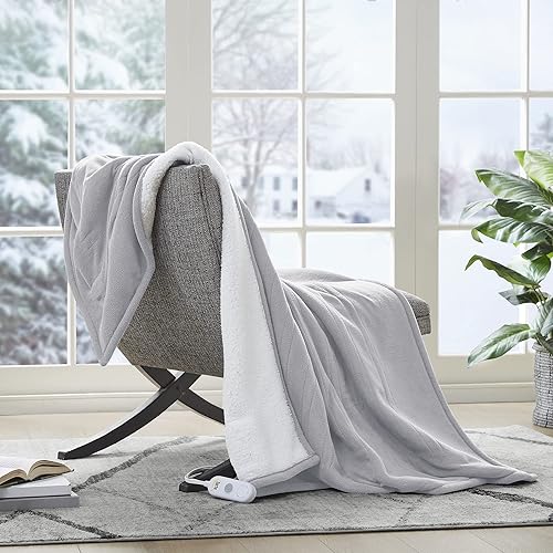 Vista 16 de Serta Manta calefactora reversible de forro polar a sherpa - Manta eléctrica, calentamiento rápido, apagado automático con temporizador, múltiples