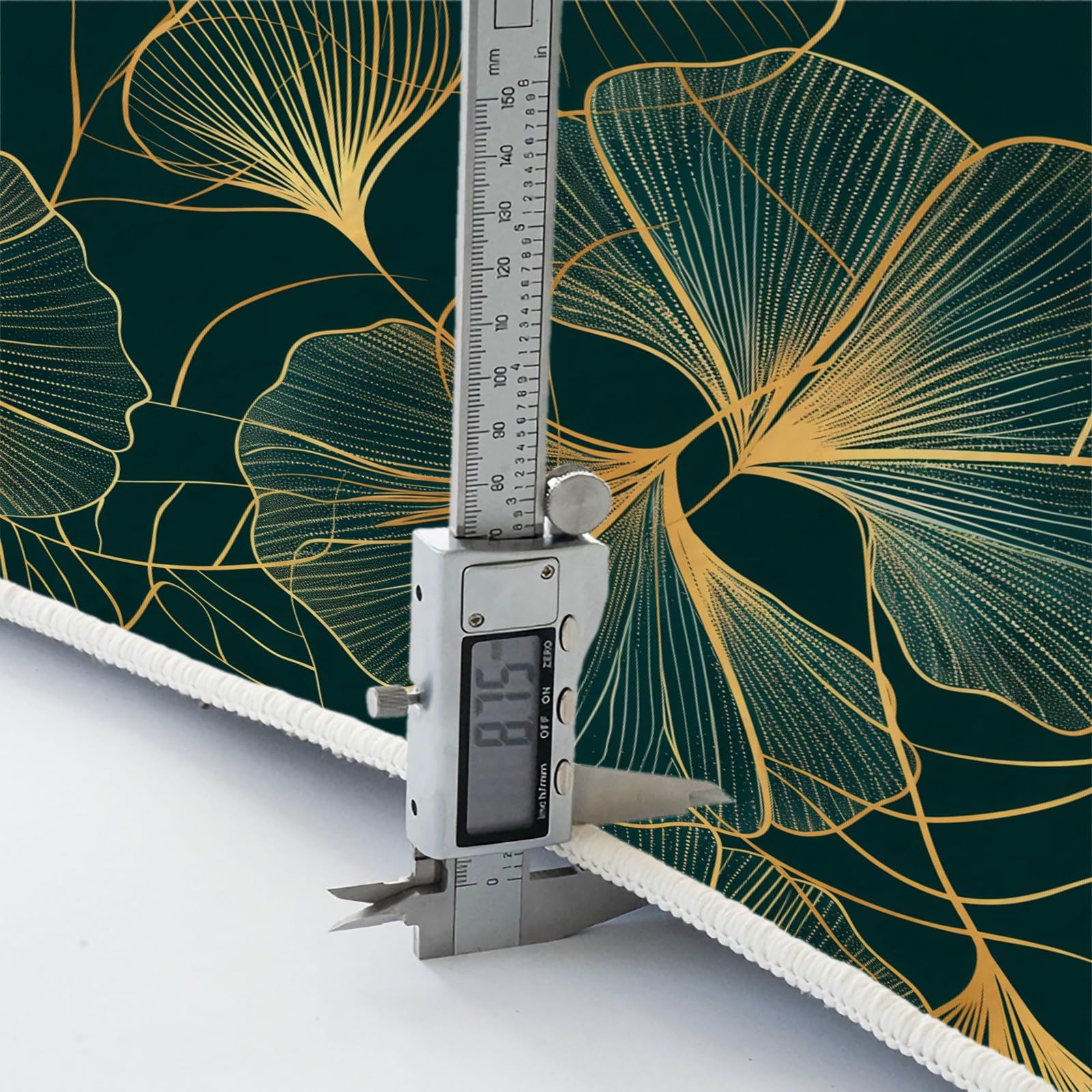 Tapis de Salon Lavable 180 x 240 cm Feuille de Ginkgo Botanique Abstraite, Tapis Antidérapant à Poils Ras Vert Foncé - Moquette Décoration de Sol Douce et Pliable pour Chambre Bureau Chambre d'enfant