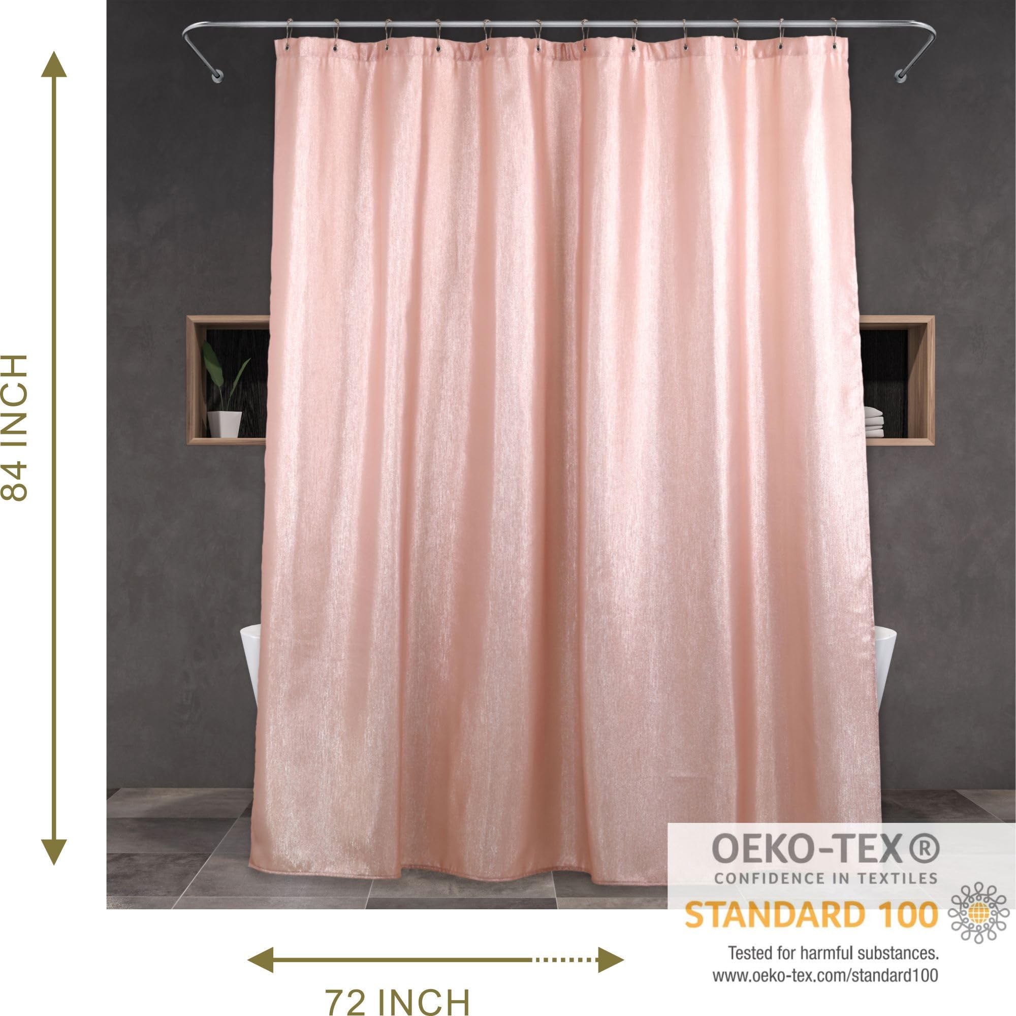 Barossa Design Doublure de Rideau de Douche Extra Longue avec 3 aimants, imperméable et légère en PEVA pour Salle de Bain, sans PVC, œillets métalliques, Rose Clair, 183 x 213,5 cm Barossa Design Doublure de Rideau de Douche Extra Longue avec 3 aimants, imperméable et légère en PEVA pour Salle de Bain, sans PVC, œillets métalliques, Rose Clair, 183 x 213,5 cm