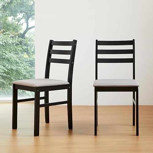 Miniatura 7 de Livinia Seattle Juego de 2 sillas modernas de estilo granja para cocina y comedor, sillas de madera maciza con respaldo de escalera y asiento