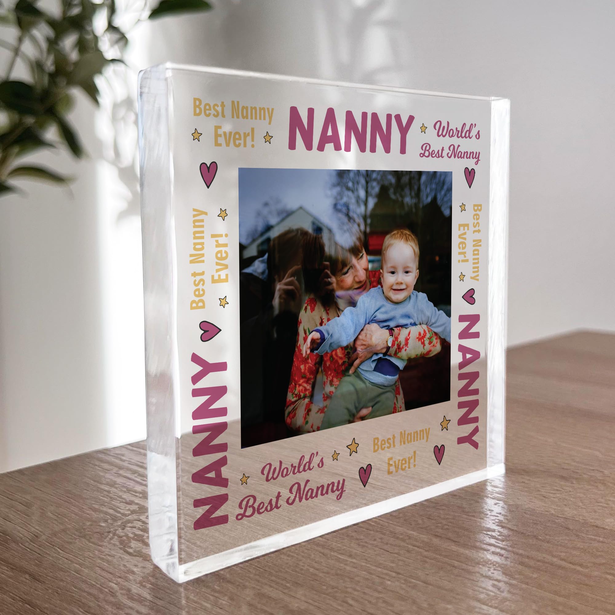 RED OCEAN Nanny Gifts Personalised Photo Block Gift For Nanny Nanna Christmas Birthday Gift From Grandchildren Keepsake