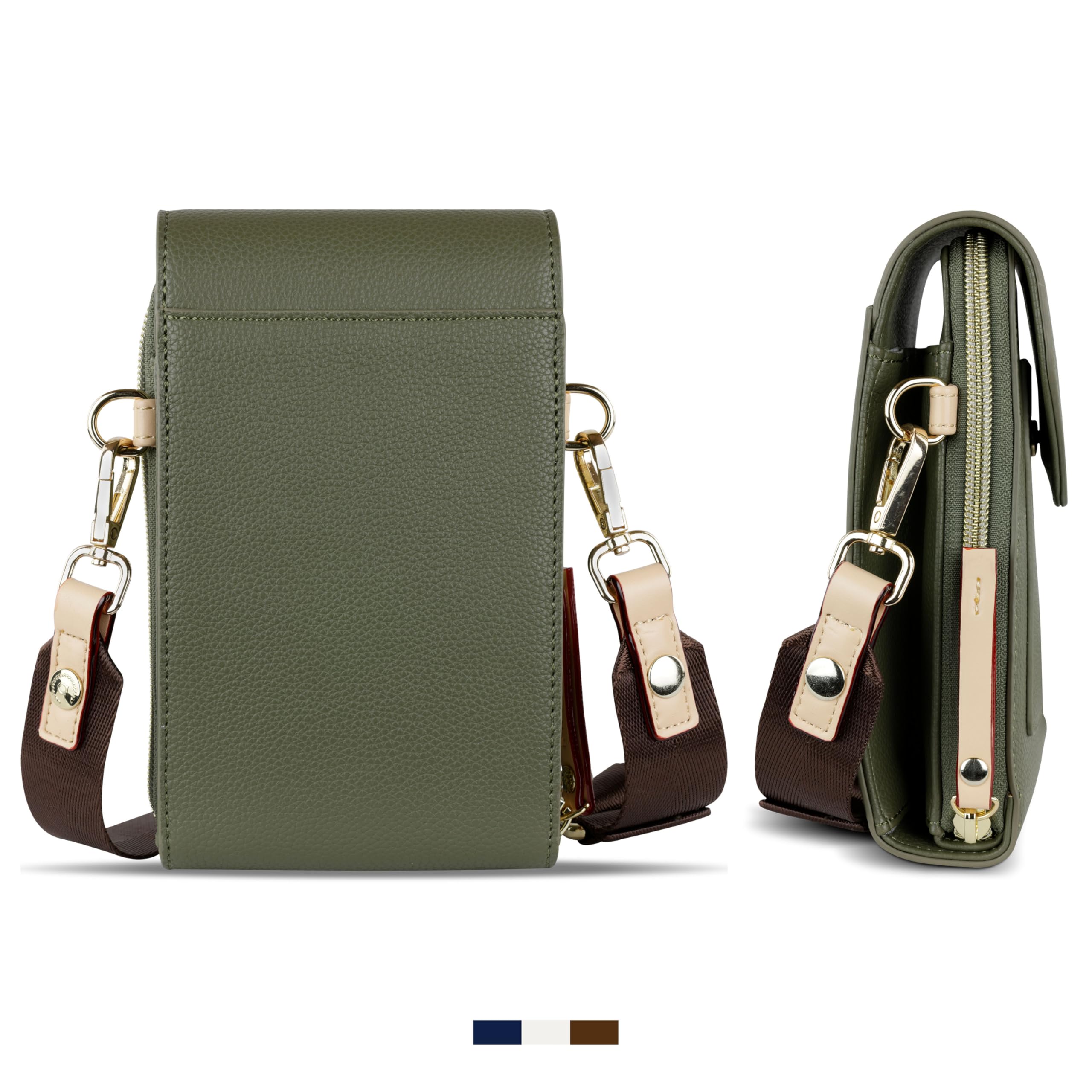 bugatti Ella cartera bandolera para mujer con compartimento para smartphone, monedero de piel sintética