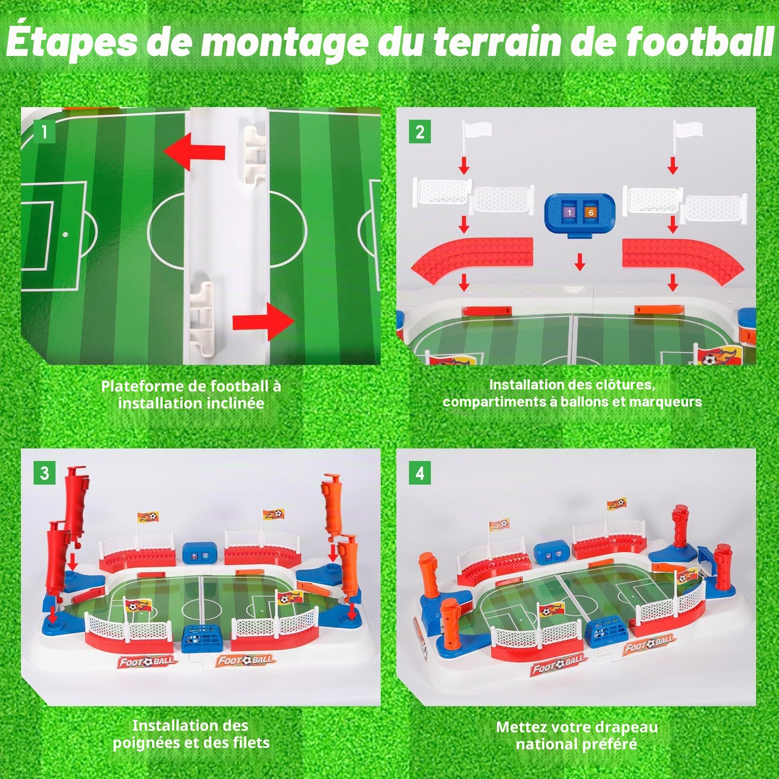 Mini Baby Foot,Baby Foot Enfant,Babyfoot avec 2 Football,Compteur Manuel,Autocollant,Babyfoot Enfant Jeux De Société Cadeau pour Enfants 4-10 Ans,Famille Cadeau De Fête Noël & Anniversaire