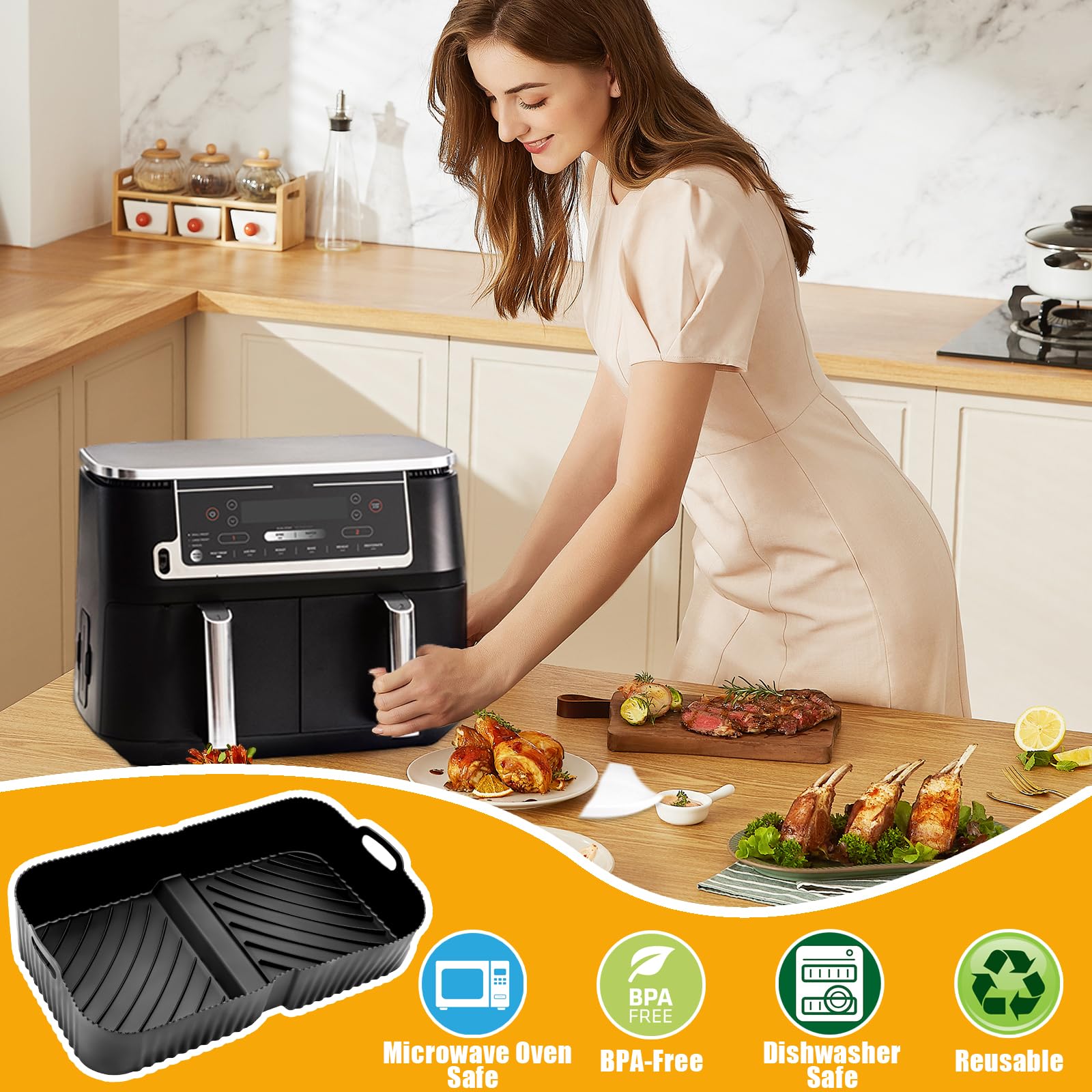 Airfryer Backformen Hitzebeständig Airfryer Zubehör Für Ninja Foodi Flexdrawer AF500EU - Silikonformen & Grillzubehör Grillrost Für AF500DE