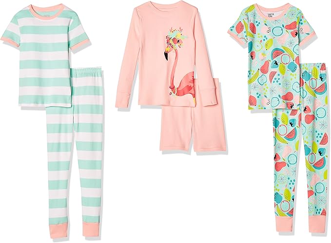 Babies, Toddlers, and Girls' Snug-Fit Cotton Pajama Sleepwear Sets (Previously Spotted Zebra), Multipacks