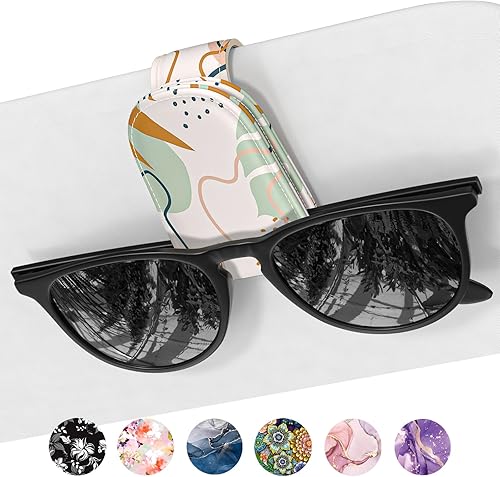 Soporte de lentes de sol para visera de automóvil, soporte magnético de cuero para lentes de sol para automóvil, clip para colgar lentes de visera