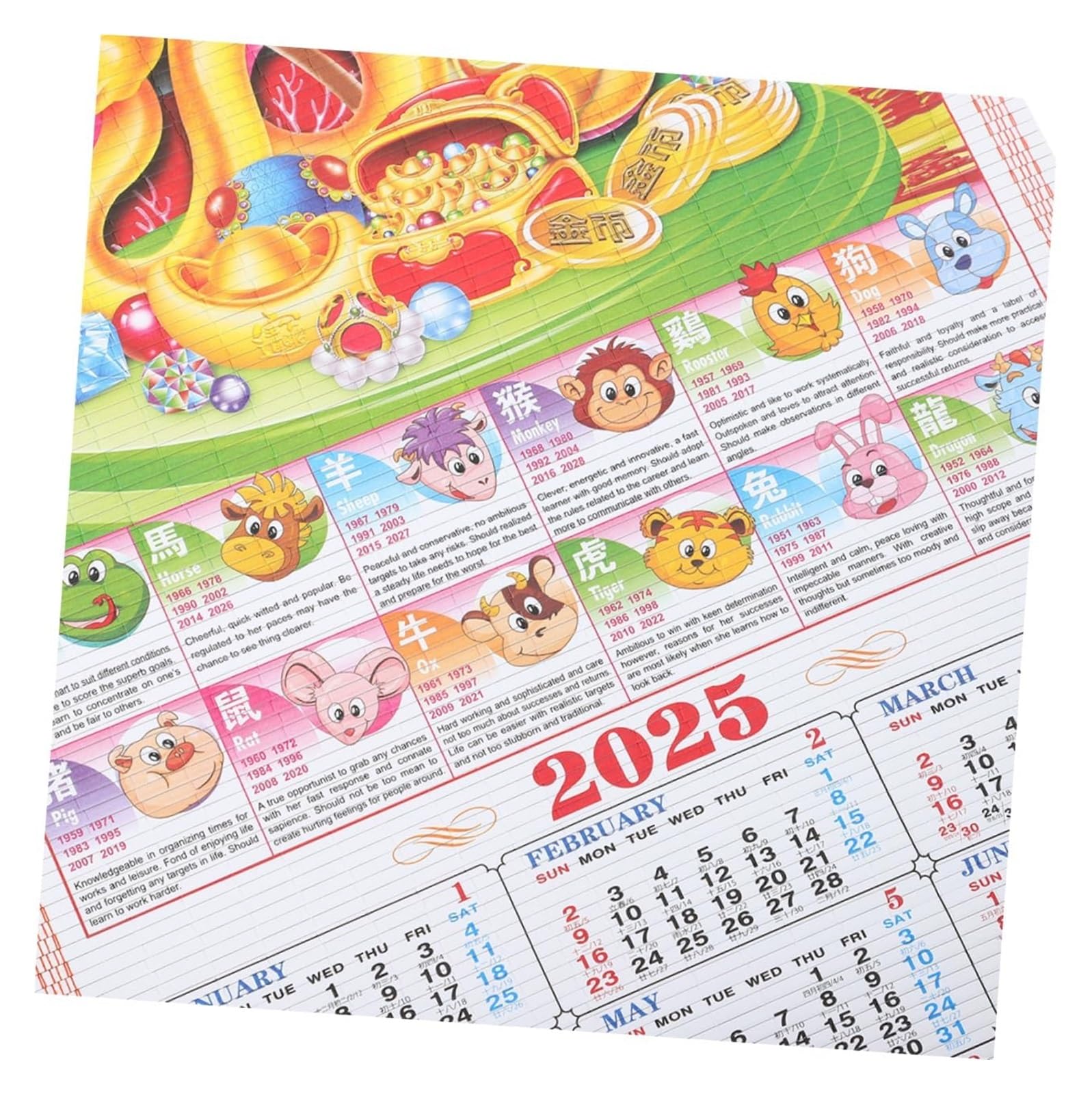 Tischkalender, Tischkalender 2025, 1 Set, Rattan-Kalender, Feng Shui, Hängekalender, Jahr, Schlangen-Wandkalender, chinesische Wandrolle