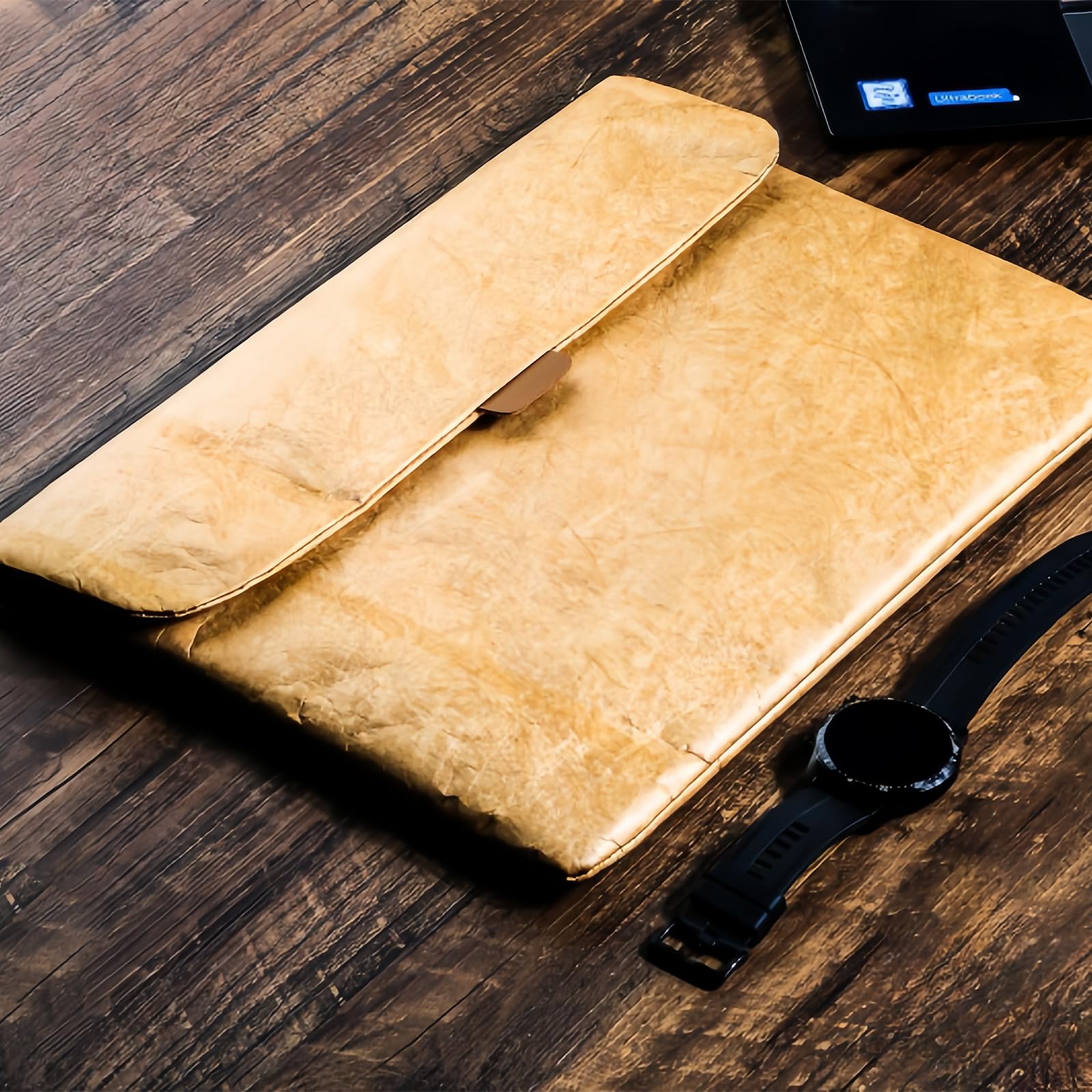 Papierowa kopertówka retro – przenośny pokrowiec na tablet i dokumenty z wodoodporną wkładką do pracy, szkoły i na prezent