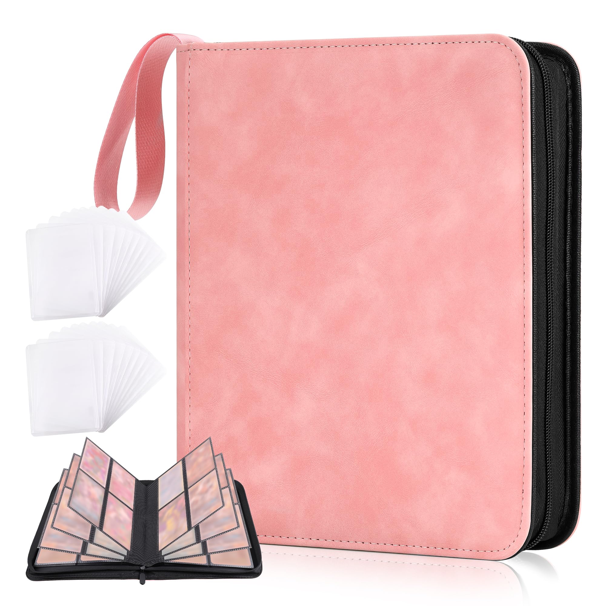 Toploader Binder for 160 Cards - 4 Pocket Side-Loading Pages for 3x4" Cards