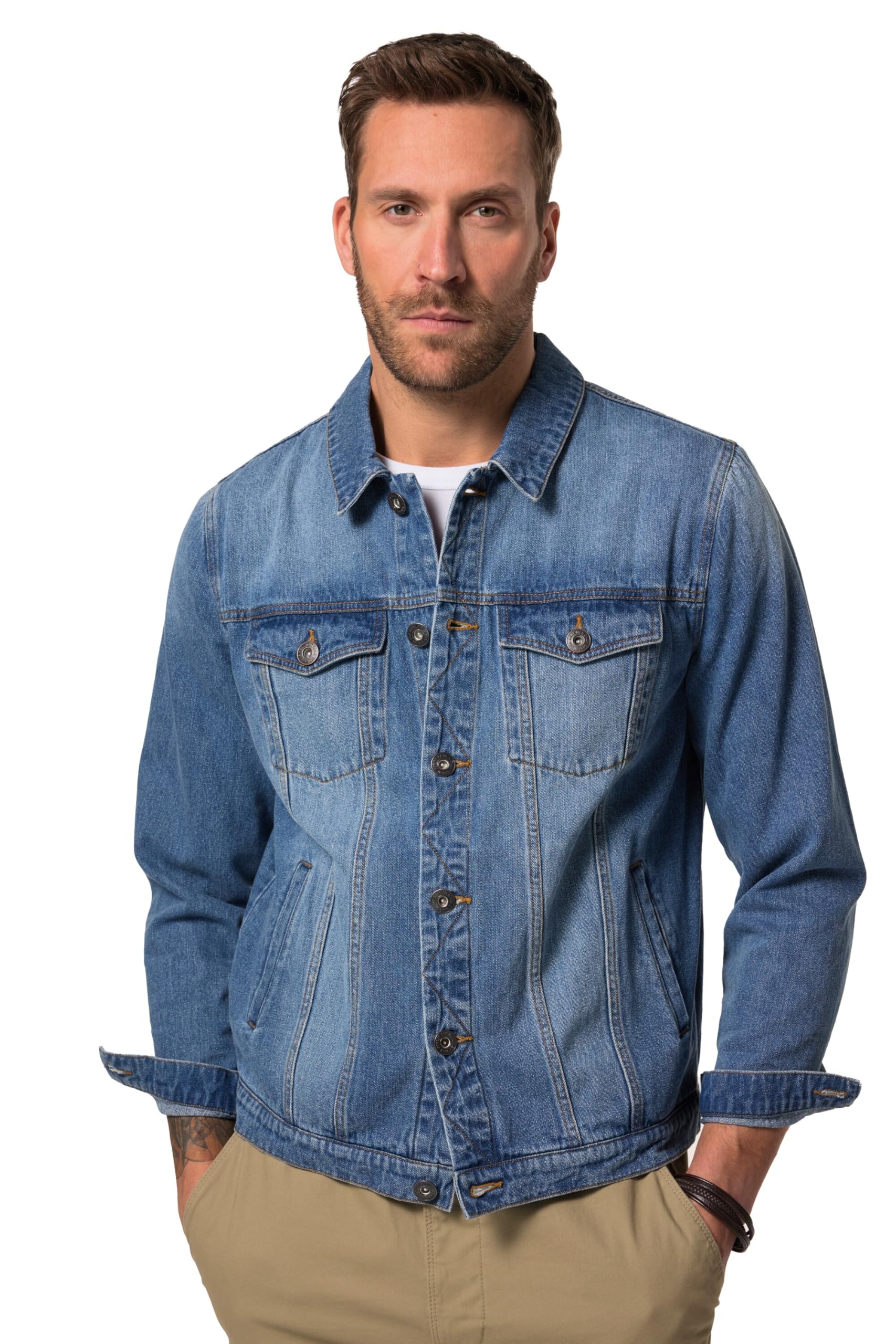 JP 1880 Herren Jp 1880 Jeansjacke, Brusttaschen, Knopfleiste, Bis 8 XL Jacke