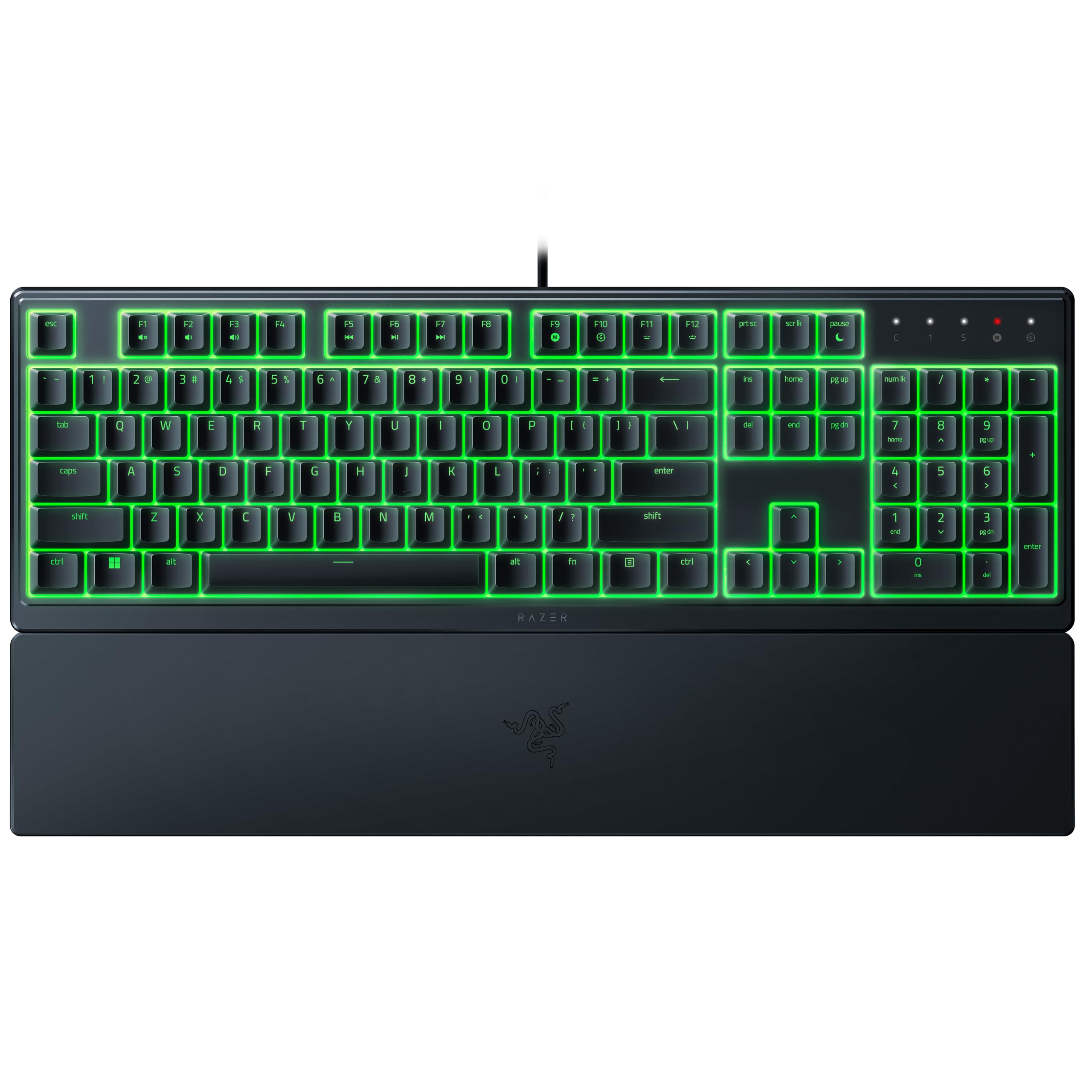 Razer Ornata V3 X - Low Profile Gaming Keyboard (Silent Membrane Switches, UV-Coated Keycaps, Durable, Spill-Resistant Design, Ergonomic Writst Rest) US Layout | Black