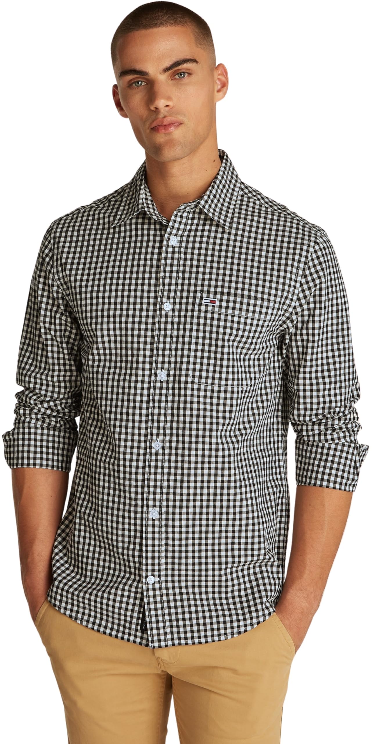 Tommy Jeans Herren Hemd Poplin Check Langarm