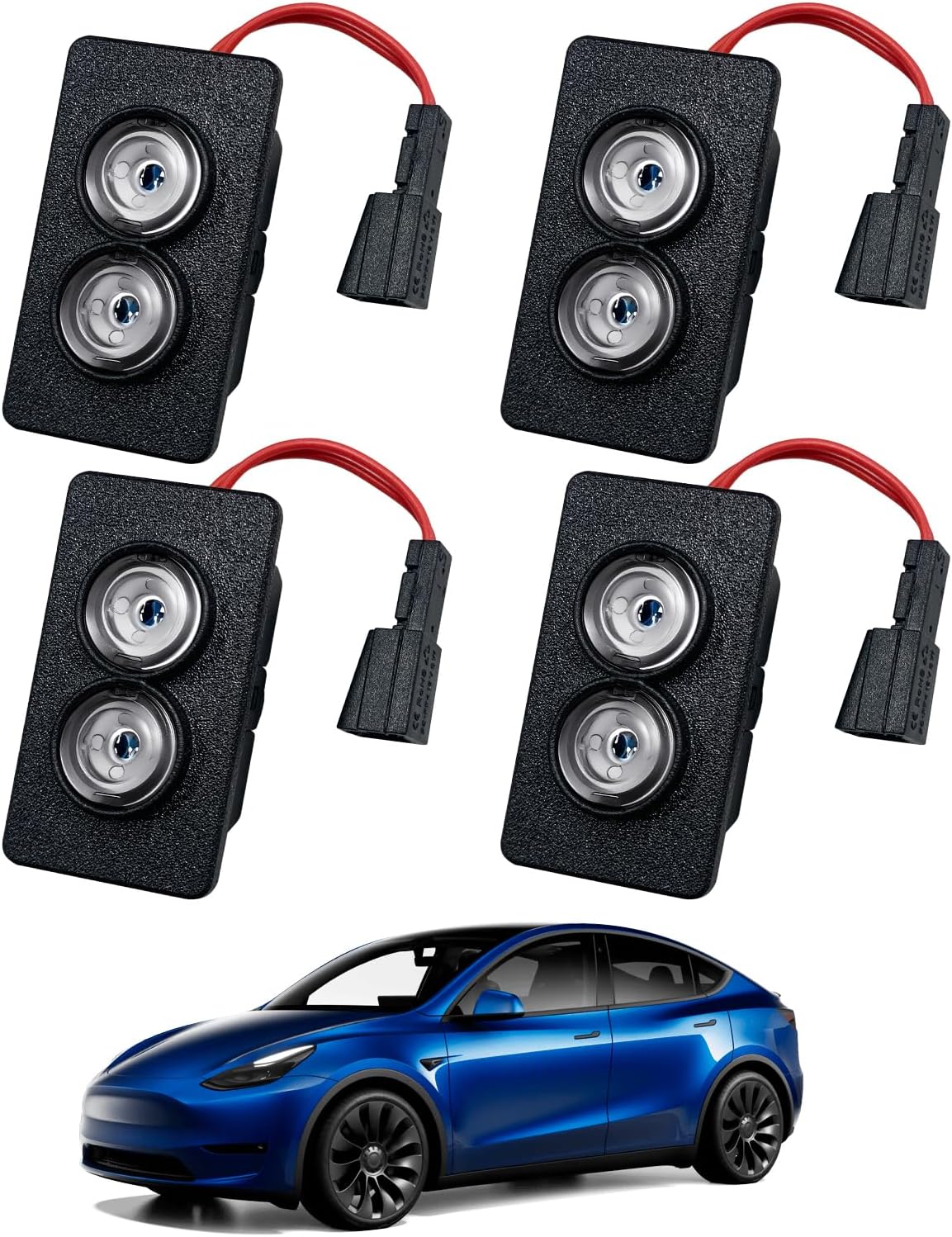 Dynamic Motion Door Projector Lights for Tesla Model Y/3/S/X, 2025 Upgraded Dual-Image Rotating 3D Laser Puddle Light, Ultra-Bright HD Animated Welcome Logo Lamp (Letter)