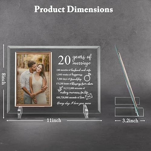 Miniatura 4 de Regalos de platino para ella o él, marco de fotos de aniversario de boda de 20 años para esposa o marido, regalos de matrimonio de aniversario de