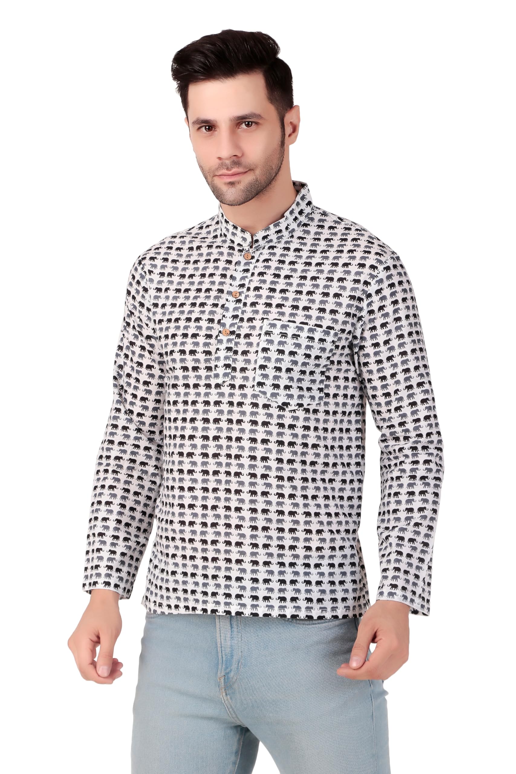 FAADDICTION Men's Kurta || Kurta for Men || Print Cotton Full Sleeves Kurta for Men
