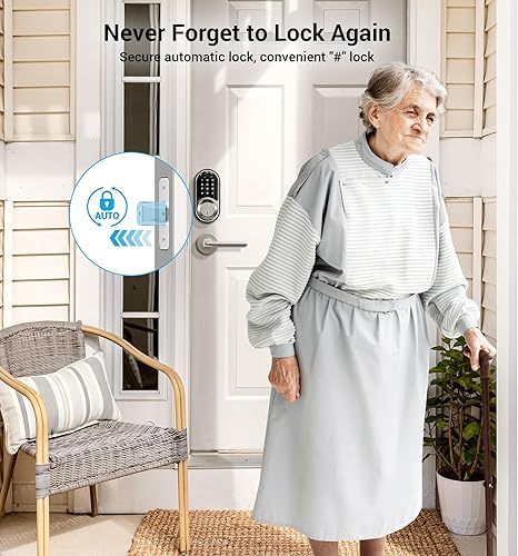 Miniatura 9 de Veise RZ06 Cerradura inteligente para puerta delantera con control de aplicación, entrada sin llave, cerrojo digital electrónico con juego de