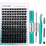 GEMERRY Fluffy Lash Extension Kit Thick Lash Clusters Kit Eyelash Clusters 280Pcs D Curl Eyelash Extension Kit With Lash Bond and Seal, Lash Tweezers, DIY Lash Extension(200P-10-18mm)