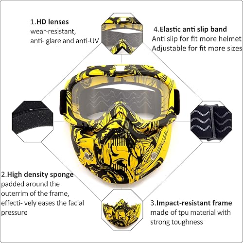 Miniatura 9 de SPOSUNE Gafas de motocicleta desmontables, para motocross, ATV, motocross, paintball, antiarañazos, UV400, para hombres y mujeres