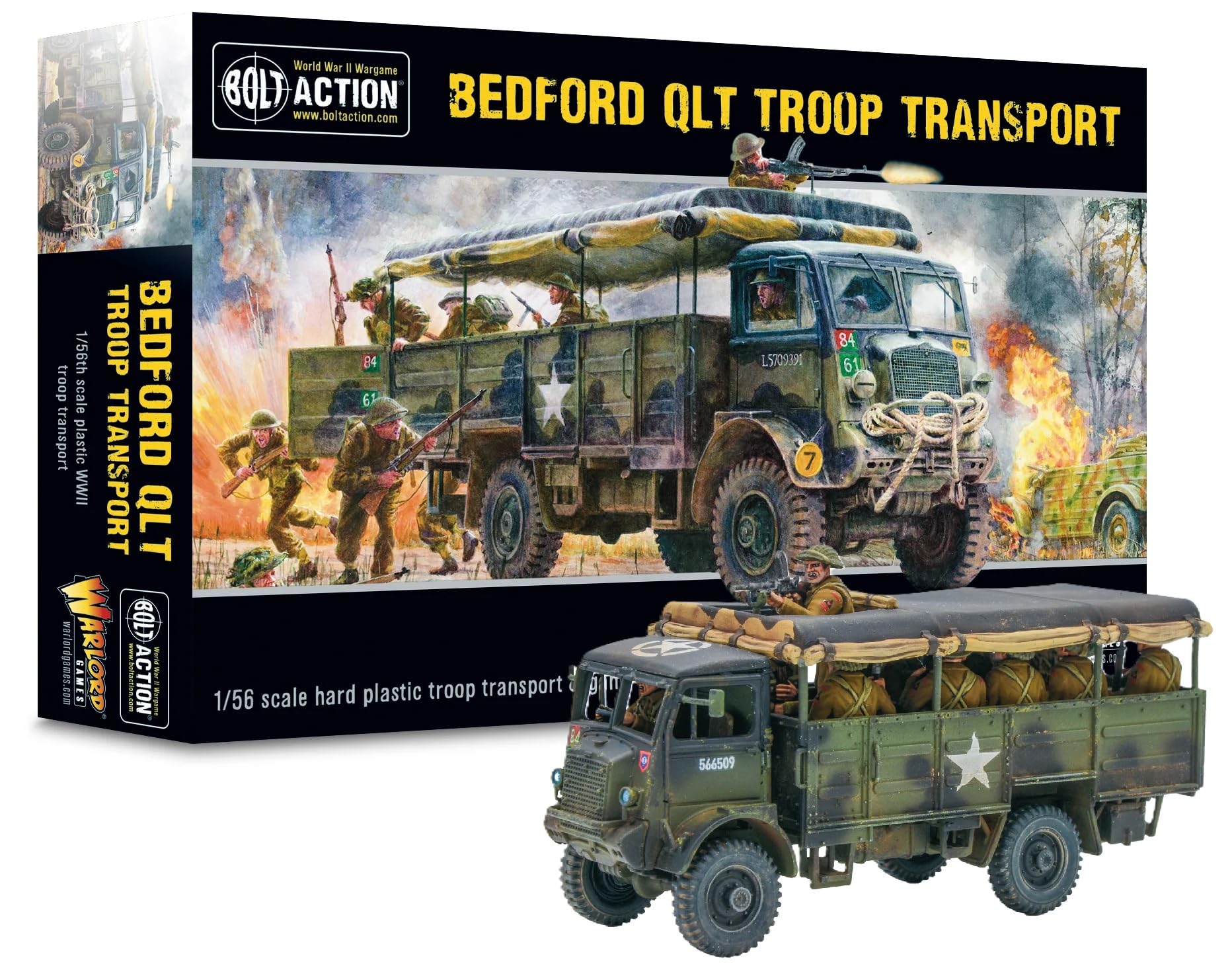 Warlord Bolt Action Bedford British Truck 1:56 Tabletop Miniatures - Plastic Paintable Miniature WWII Soldiers Set, Unpainted Table Top 28mm Military Minifigures for Adults - Gaming Figurines