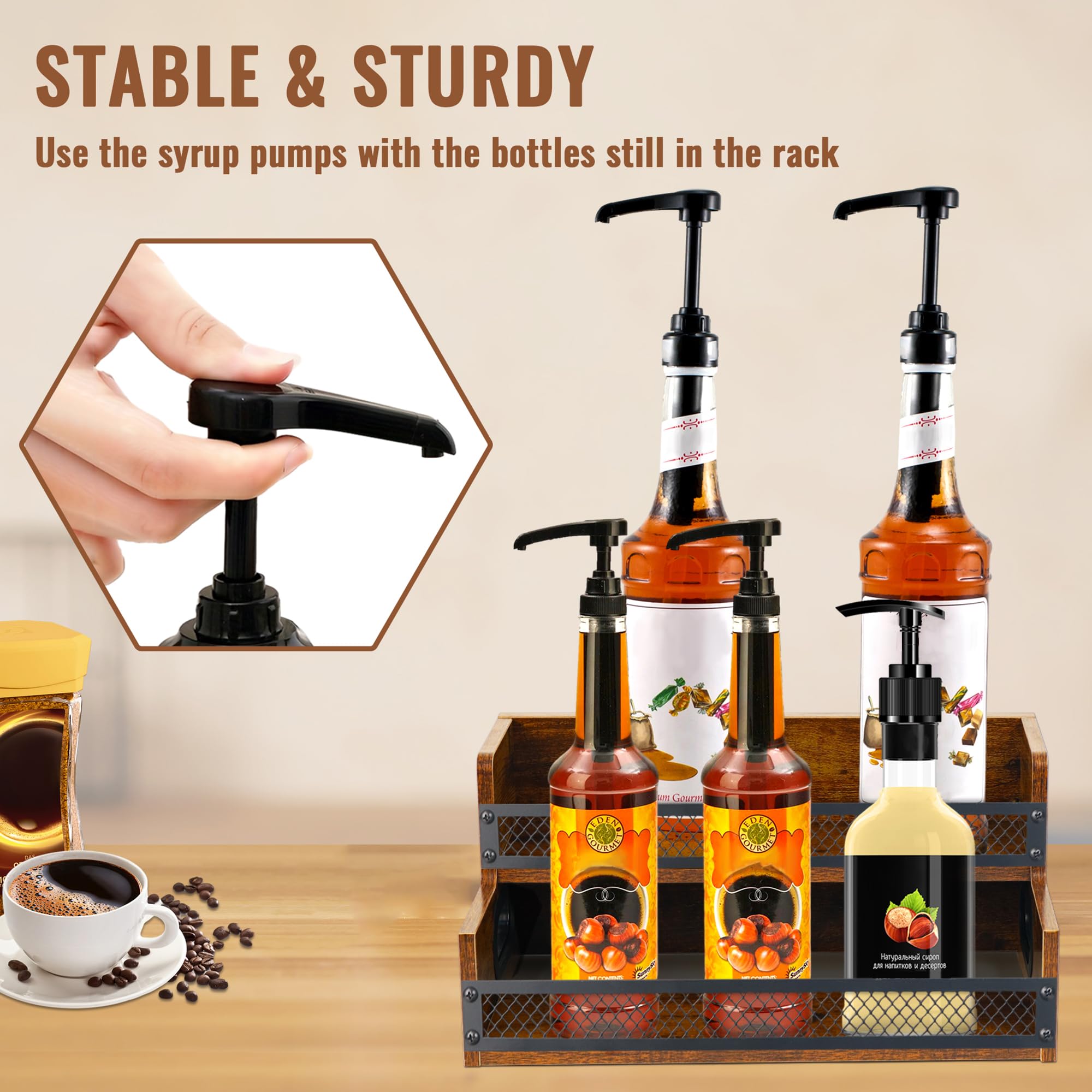 Espositore per bottiglie di liquori, scaffale per sciroppo di caffè, organizer a 2 ripiani per liquori e vino, mini scaffale per 8 bottiglie, per liquori e whisky, organizer per stazioni di caffè