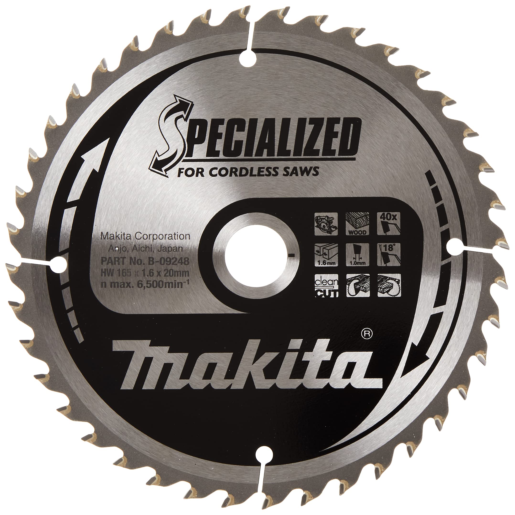 MAKITA SPECIALIZED SAW BLADE 165 X 20 X 40TEETH FOR BSS610/611 B-09248