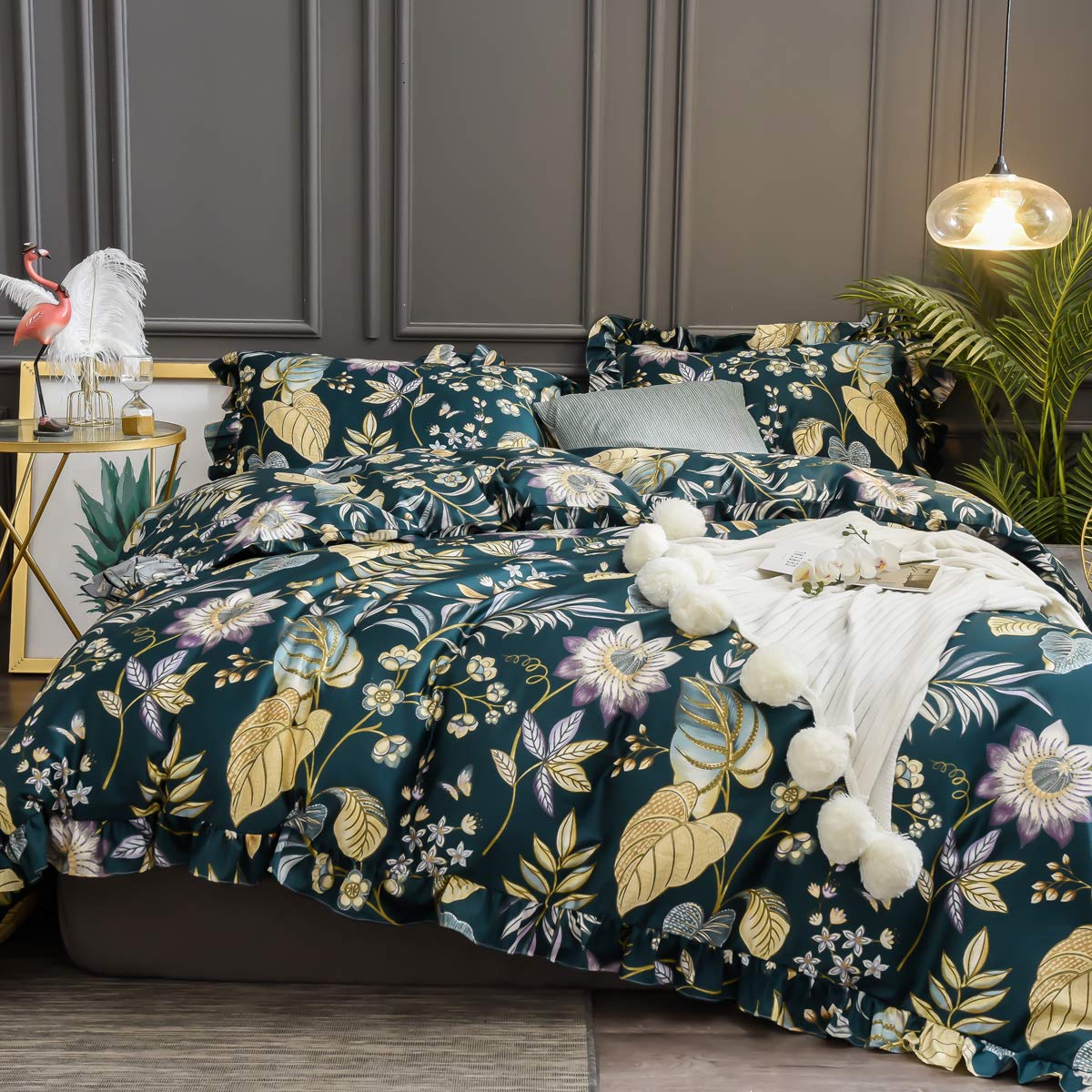 Amazon.com: Softta Vintage Queen Size Bedding Set Luxury Ruffle 3Pcs ...