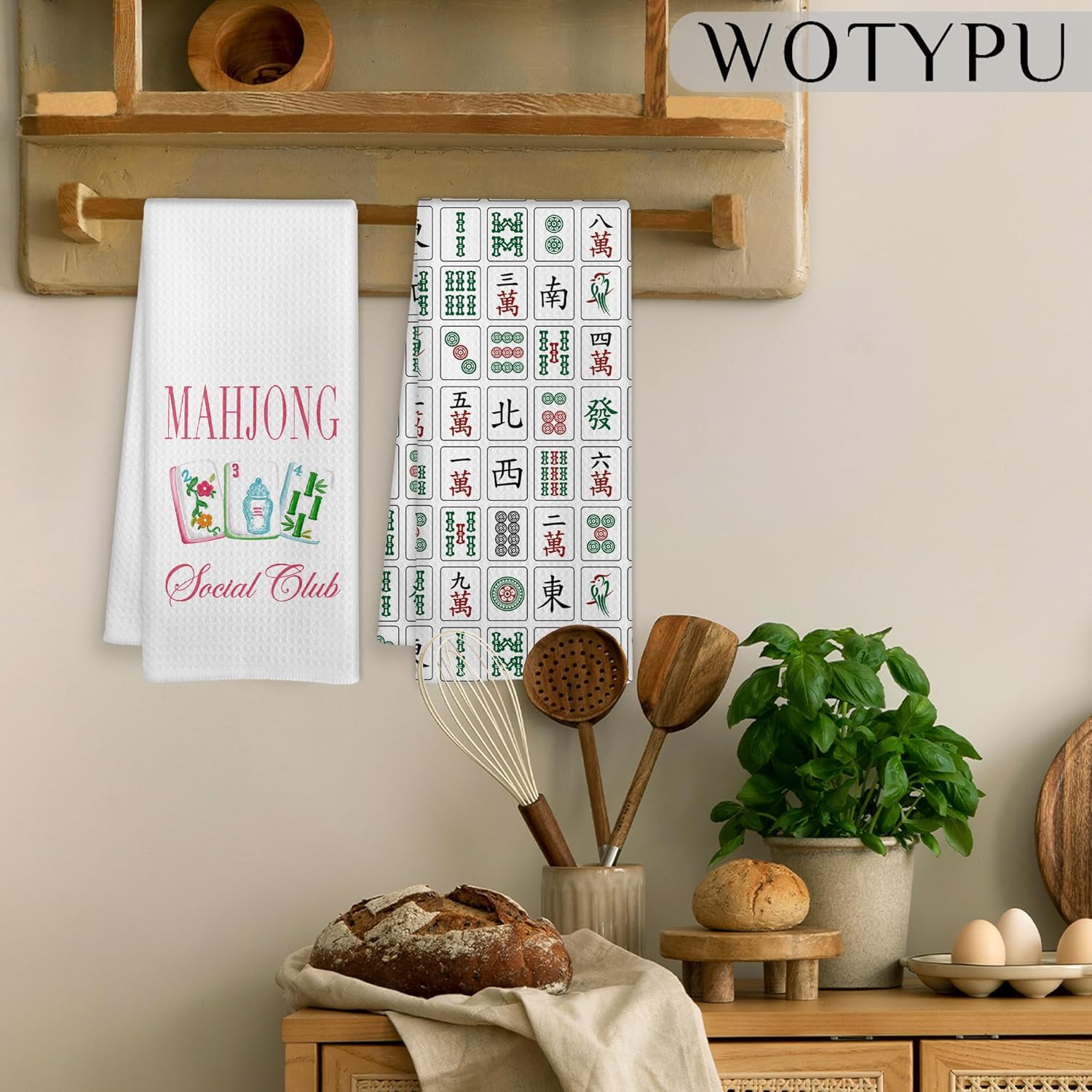 Mahjong Gifts Kitchen Towels, Mahjong Gifts for Women Dish Tea Towels, Gift for Mah Jong Player Lovers Decorative Hand Towel for Bathroom, 16x24 Inch Set of 2 - Image 4