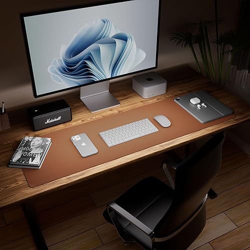 Miniatura 7 de Aothia Protector de cuero para escritorio, alfombrilla grande para mouse, alfombrilla de oficina, antideslizante de cuero PU, almohadilla de