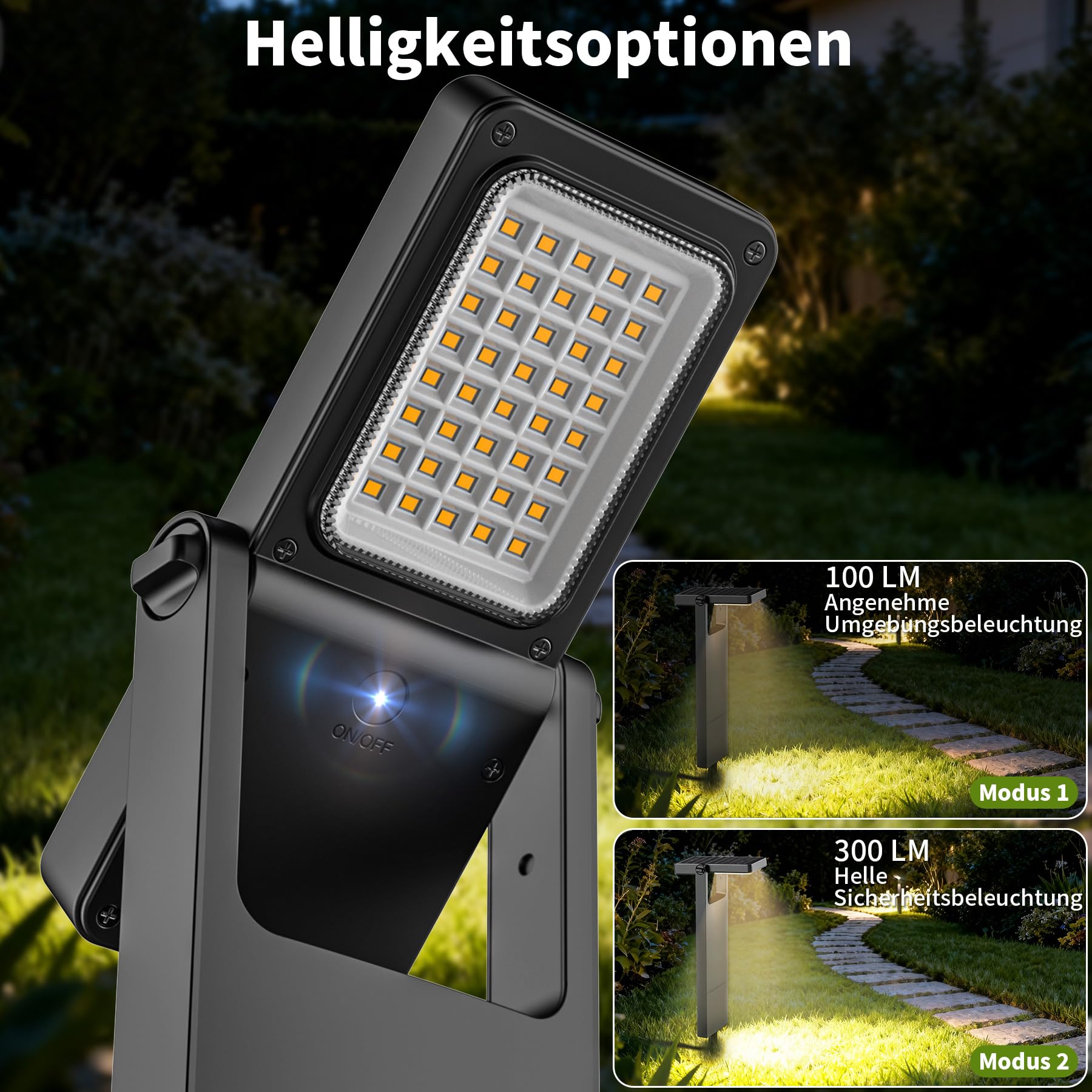 Solar Wegeleuchten für AußEn, Wegeleuchten AußEn Solar 300LM/100LM, Solarlampen füR AußEn Garten Stehend 2500K-3500K, Warmweiß, Ip65, für Weg Terrasse Rasen (6 Stück)