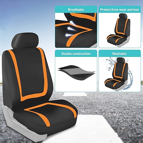 Miniatura 9 de FH Group Fundas de asiento de automóvil, accesorios interiores para automóviles, juego completo de fundas de asiento de tela plana única color
