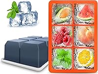 Vista 13 de Bandejas de silicona para cubitos de hielo, paquete de 3, moldes de silicona para cubitos de hielo de gran tamaño con tapa extraíble a prueba