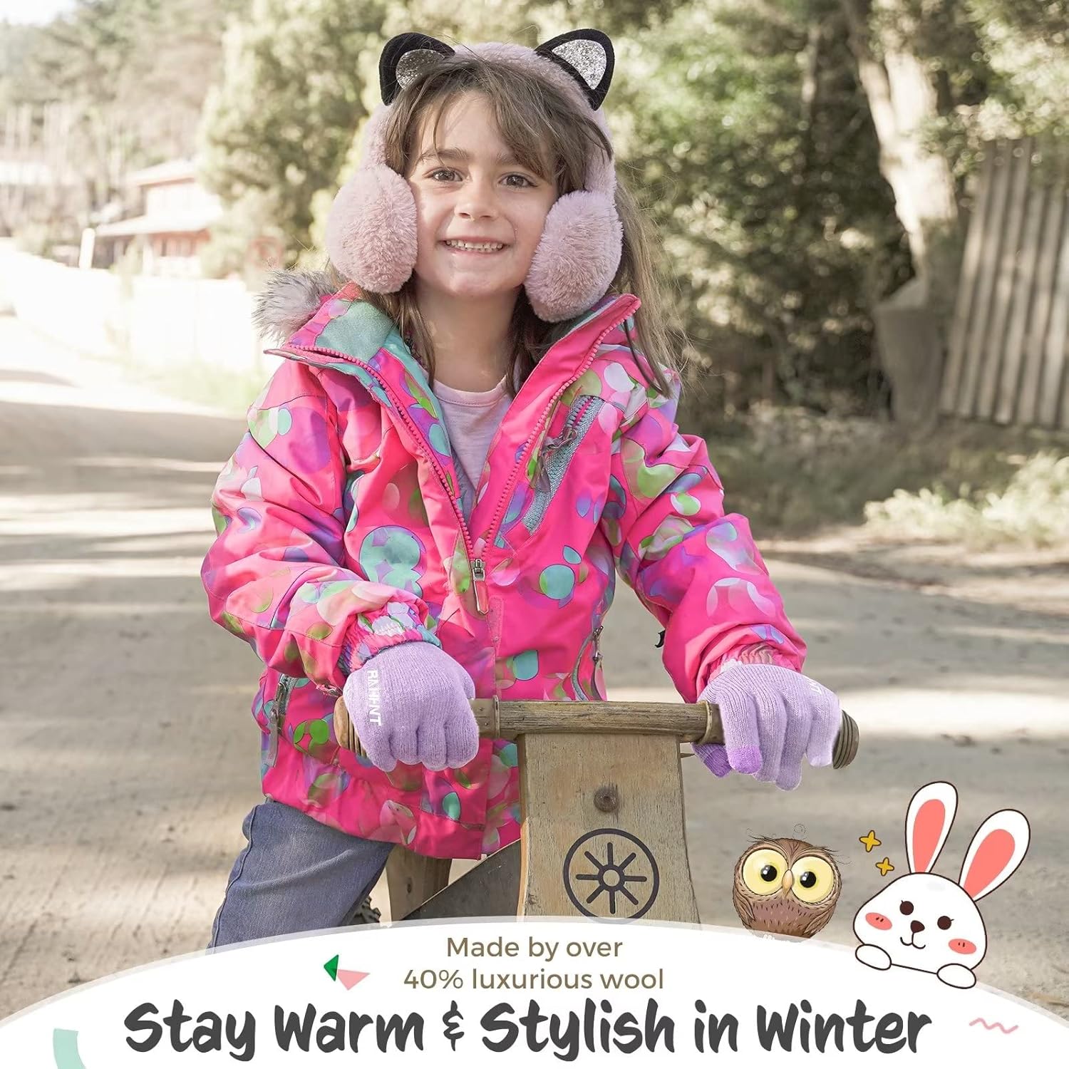 Kids Winter Gloves for Boys Girls Children Toddler Thermal Wool Knit Gloves with Insulated Fleece Lining Keep Hand Warm Gift - Image 2