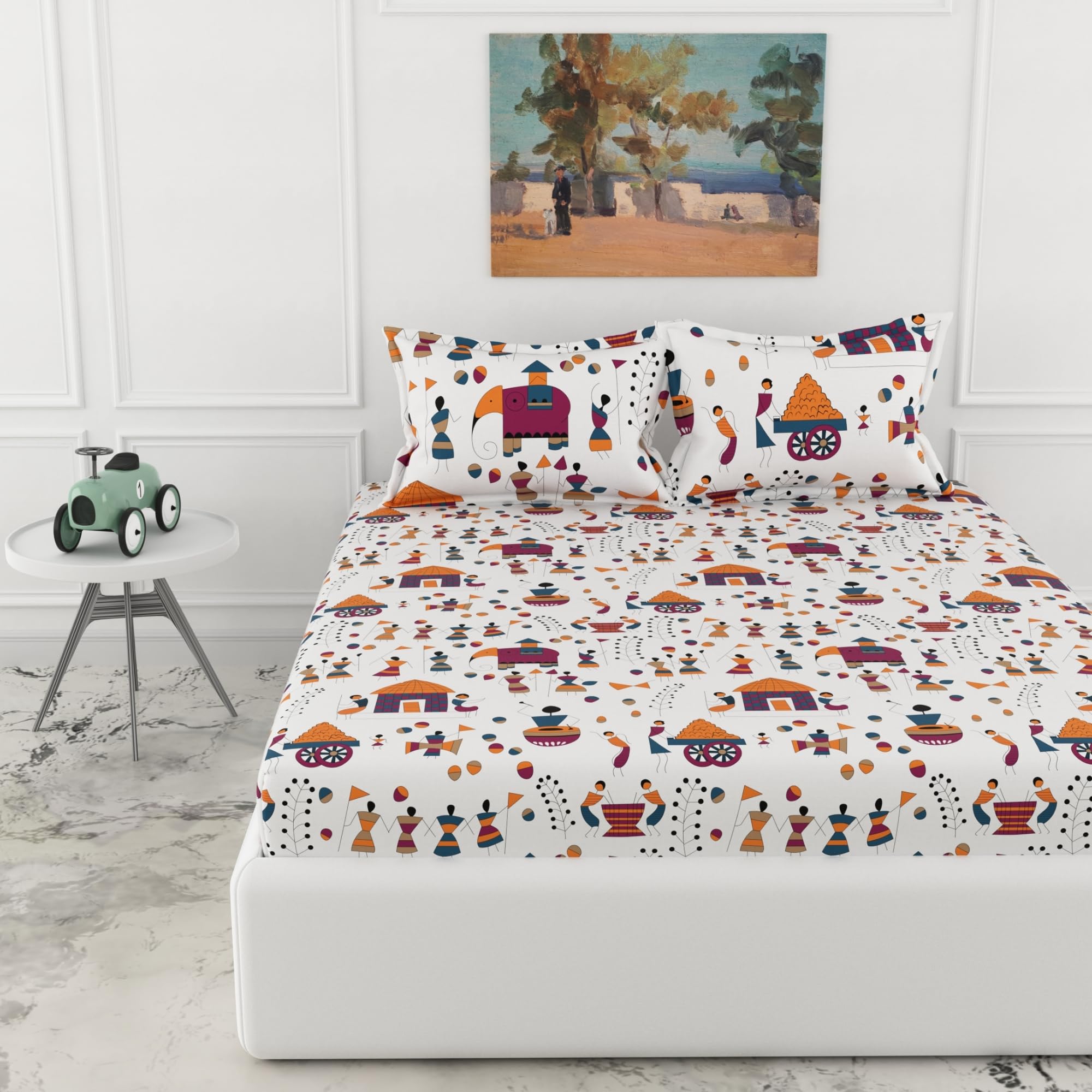 King Size Cotton Fitted Sheet Set - Loreto -17 King Size Cotton Fitted Sheet Set - Loreto -17